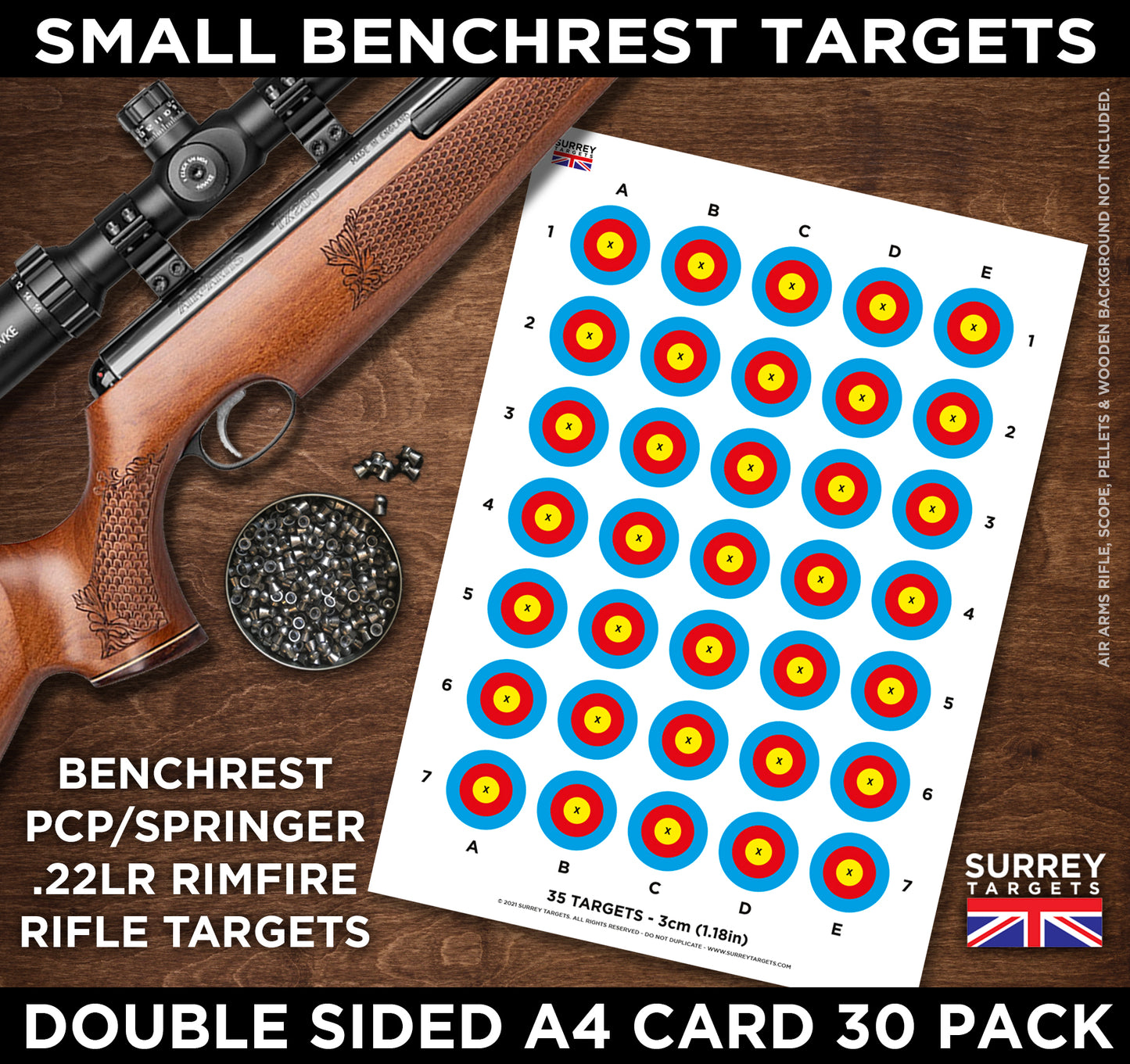 2cm & 3cm Shooting Targets A4 Card Sheets Airsoft Rifle Pistol BB - 2 Sided 30 pack quality card