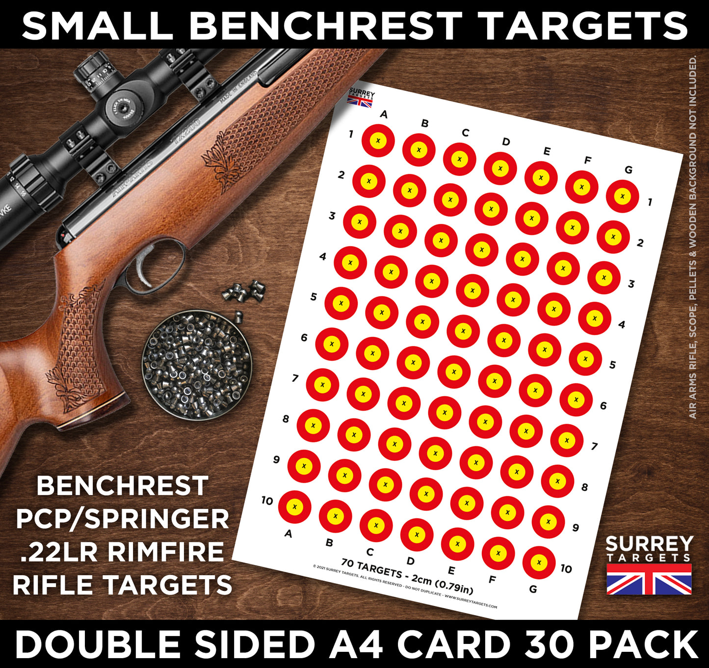 2cm & 3cm Shooting Targets A4 Card Sheets Airsoft Rifle Pistol BB - 2 Sided 30 pack quality card