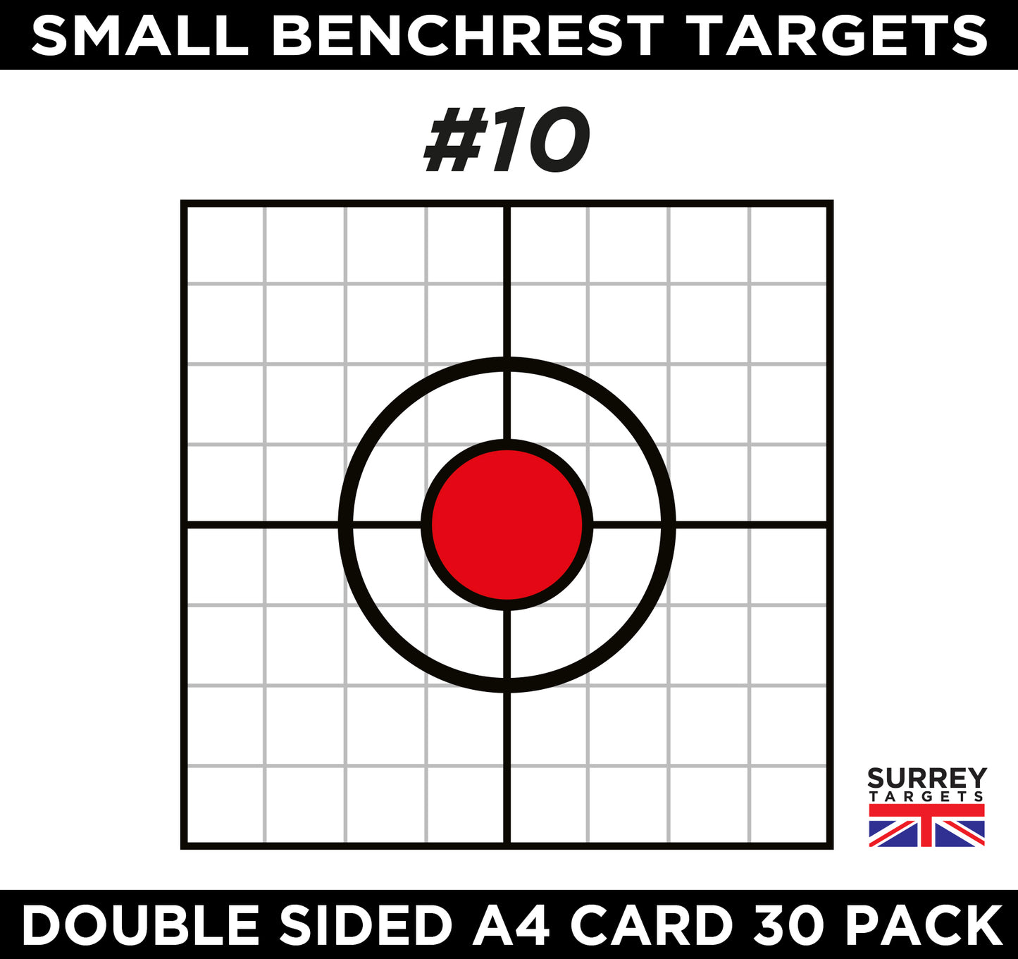 BENCHREST Shooting Targets 30mm A4 Sheets Airsoft Rifle Rimfire BB - 2 Sided 30 pack quality card