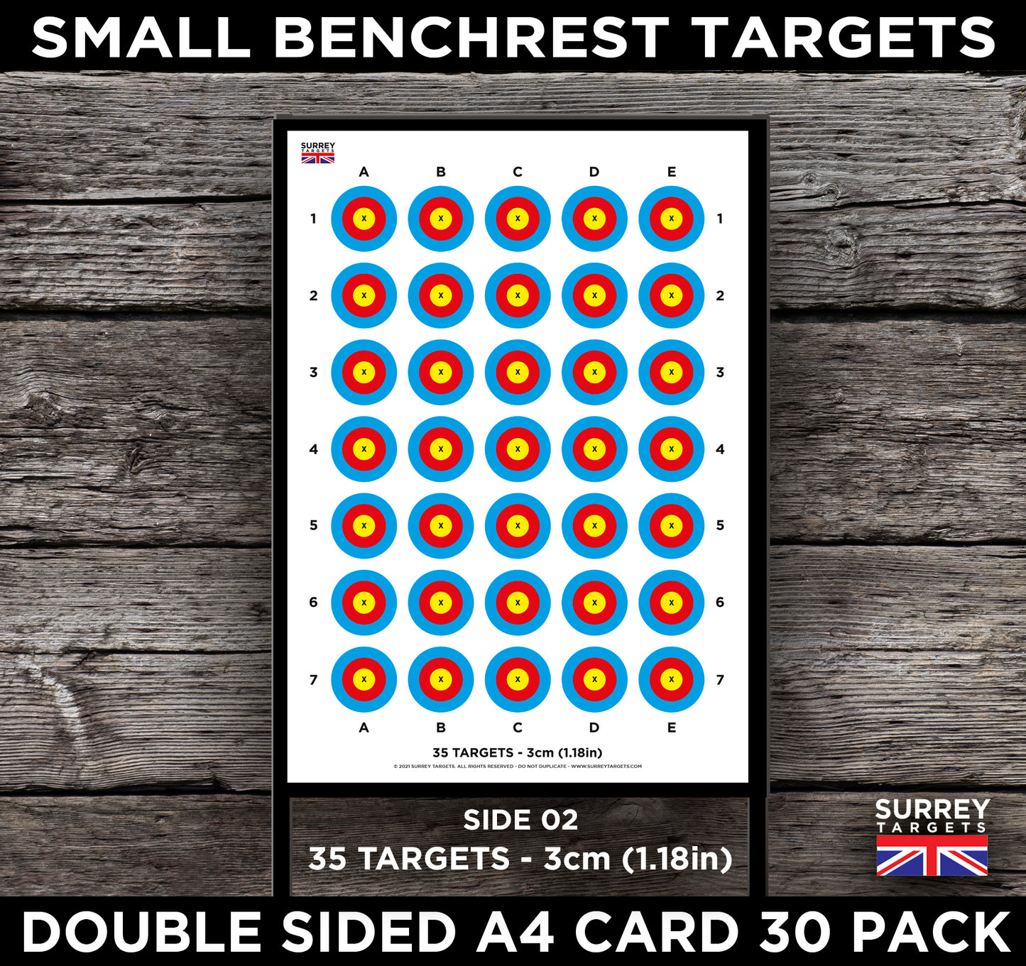 2cm & 3cm Shooting Targets A4 Card Sheets Airsoft Rifle Pistol BB - 2 Sided 30 pack quality card
