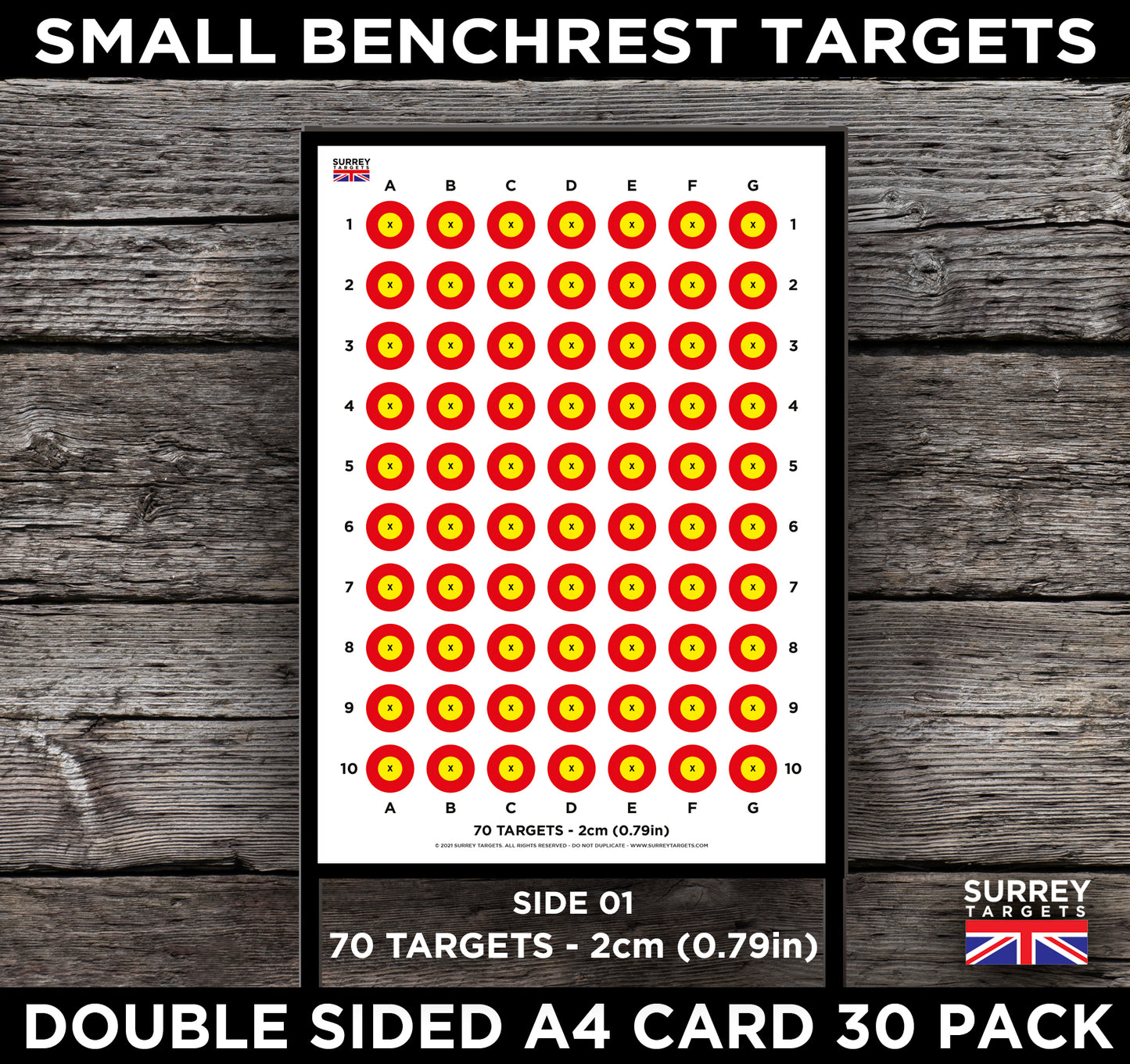 2cm & 3cm Shooting Targets A4 Card Sheets Airsoft Rifle Pistol BB - 2 Sided 30 pack quality card