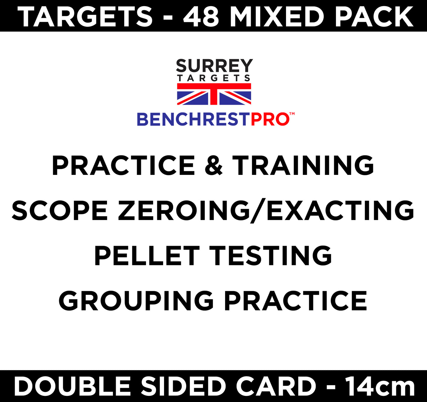 BENCHREST TRAINING & PRACTICE Shooting Targets 14cm Card Air Rifle PCP 48 Mix Pack