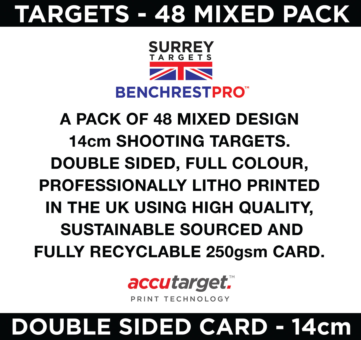BENCHREST TRAINING & PRACTICE Shooting Targets 14cm Card Air Rifle PCP 48 Mix Pack