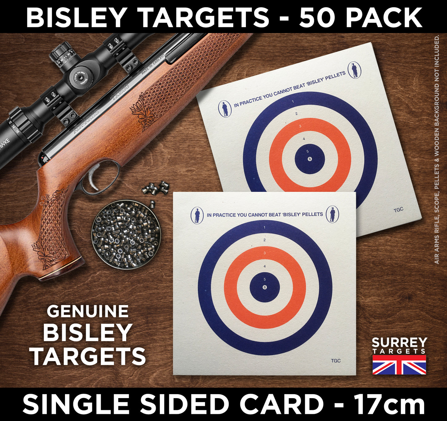BISLEY 17cm TARGETS. To fit 17cm Target Holders. Pack of 50