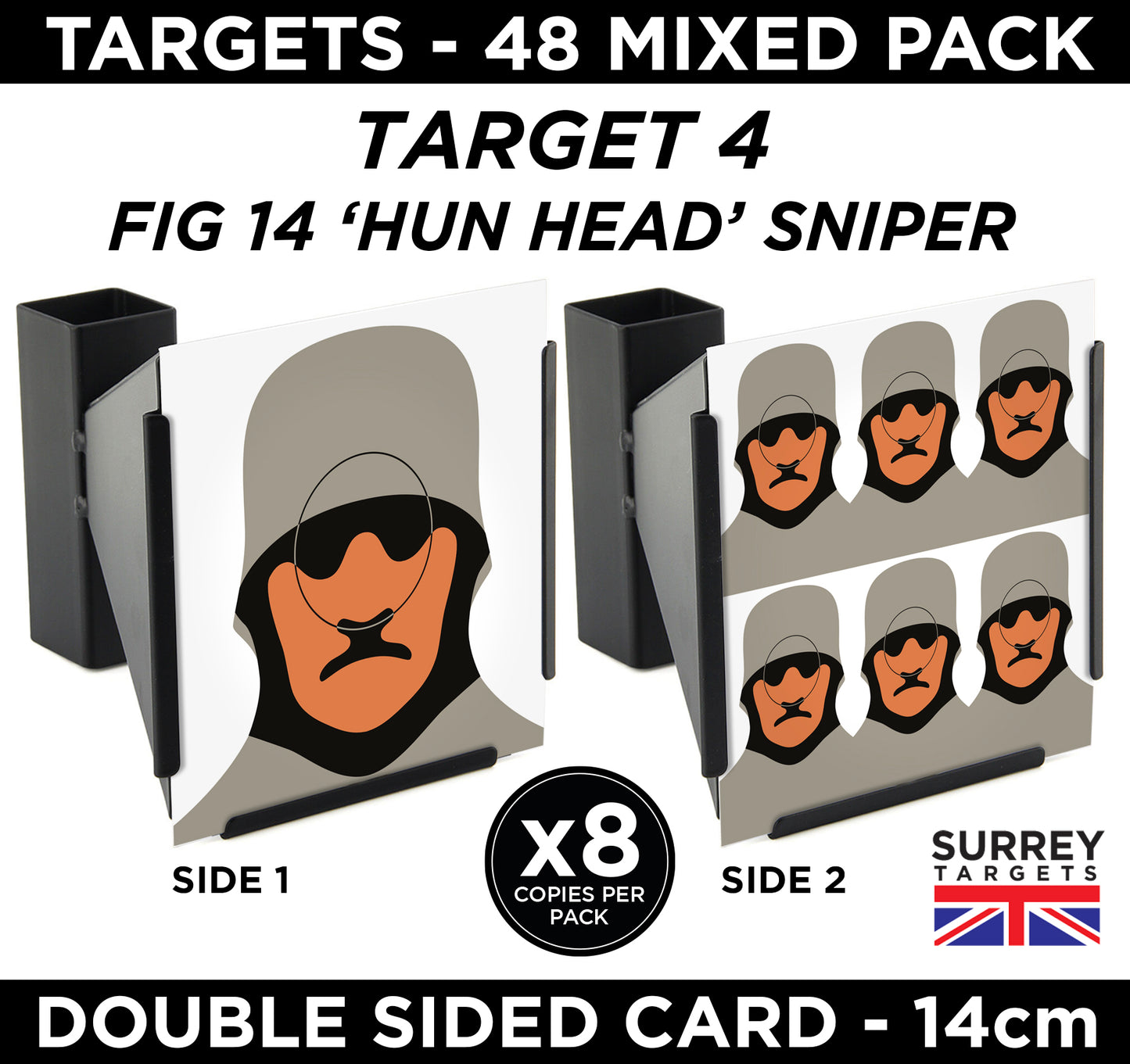 Hostile Combat Tactical Targets 14cm Mixed Design Pack of 48 Double Sided Card Targets