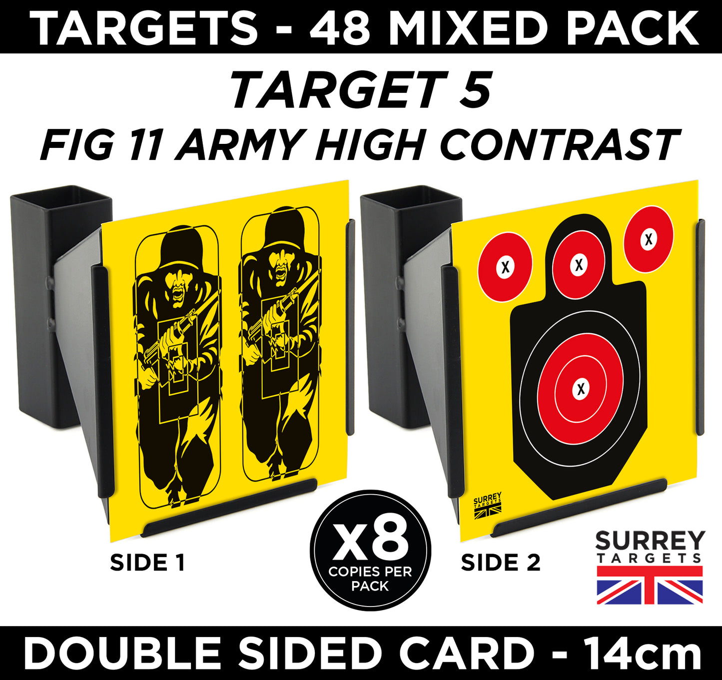 Hostile Combat Tactical Targets 14cm Mixed Design Pack of 48 Double Sided Card Targets