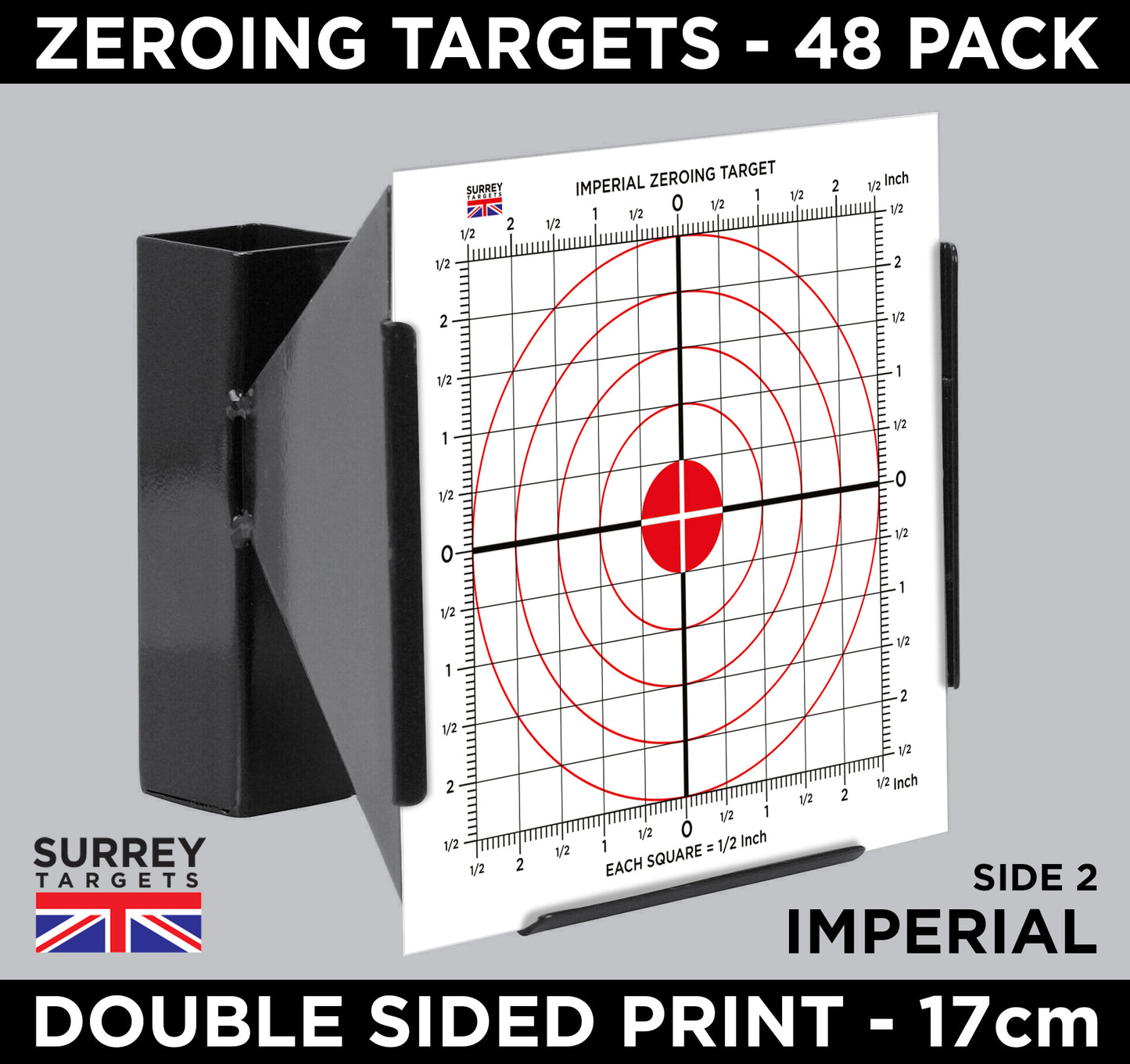Zeroing Exacting Sighting Targets 17cm Metric & Imperial Pack of 48 Card Targets