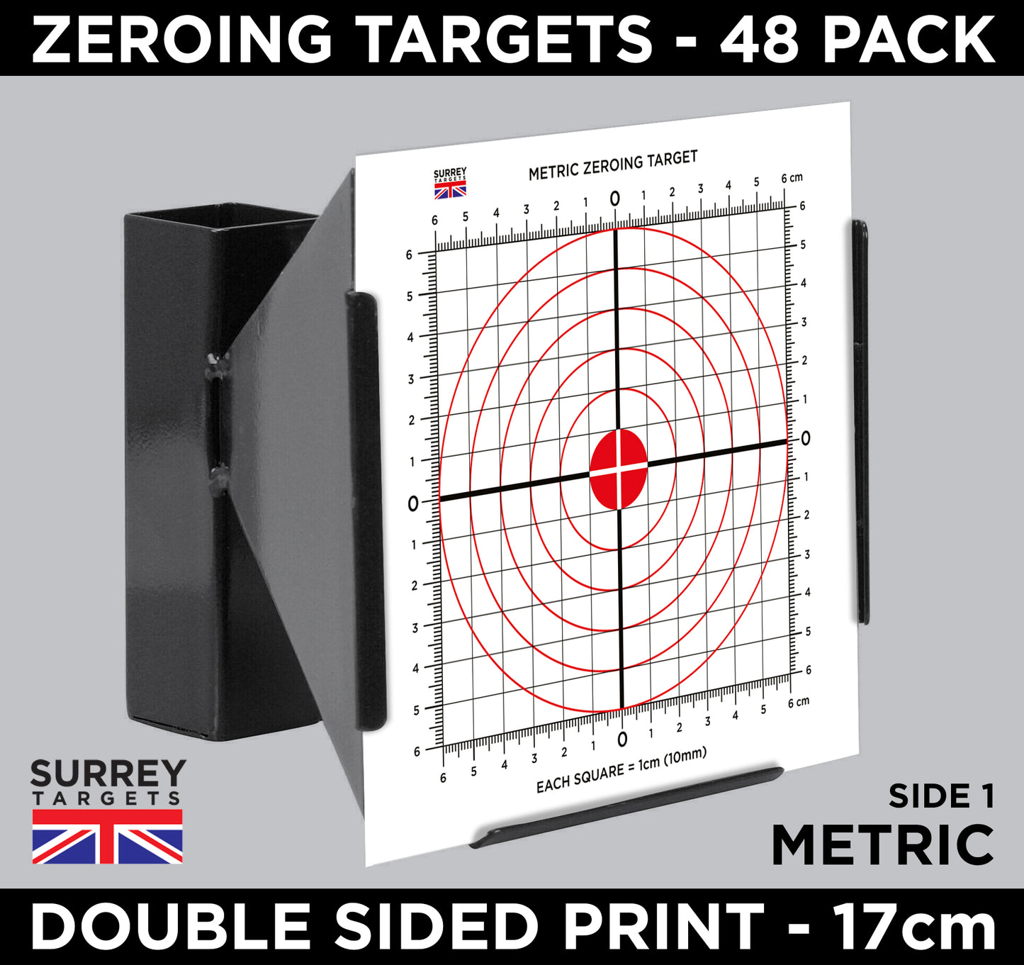 Zeroing Exacting Sighting Targets 17cm Metric & Imperial Pack of 48 Card Targets