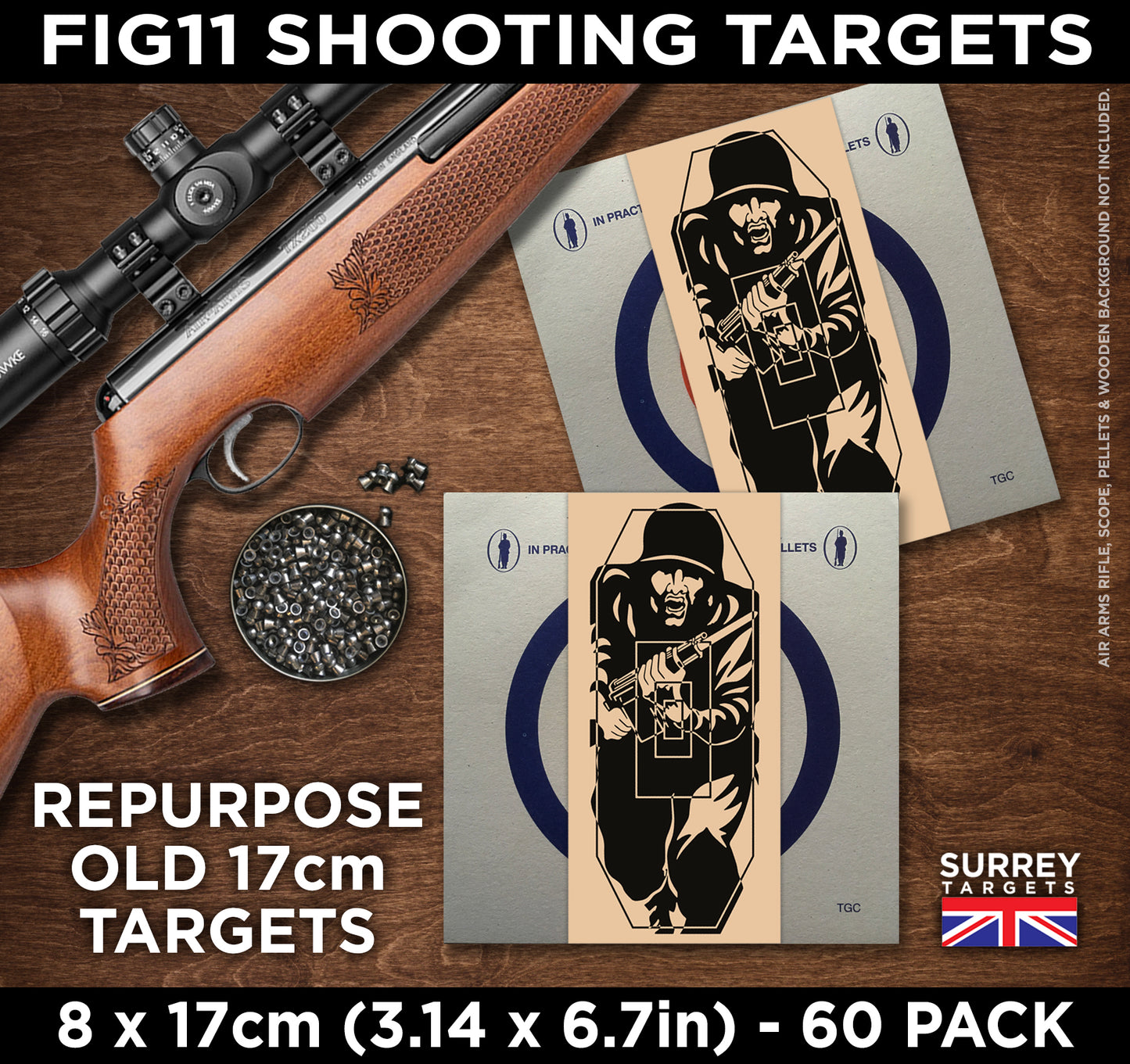 SMALL FIG 11 SHOOTING TARGETS Air Rifle Pistol Gun BB Airsoft Army 60 Pack
