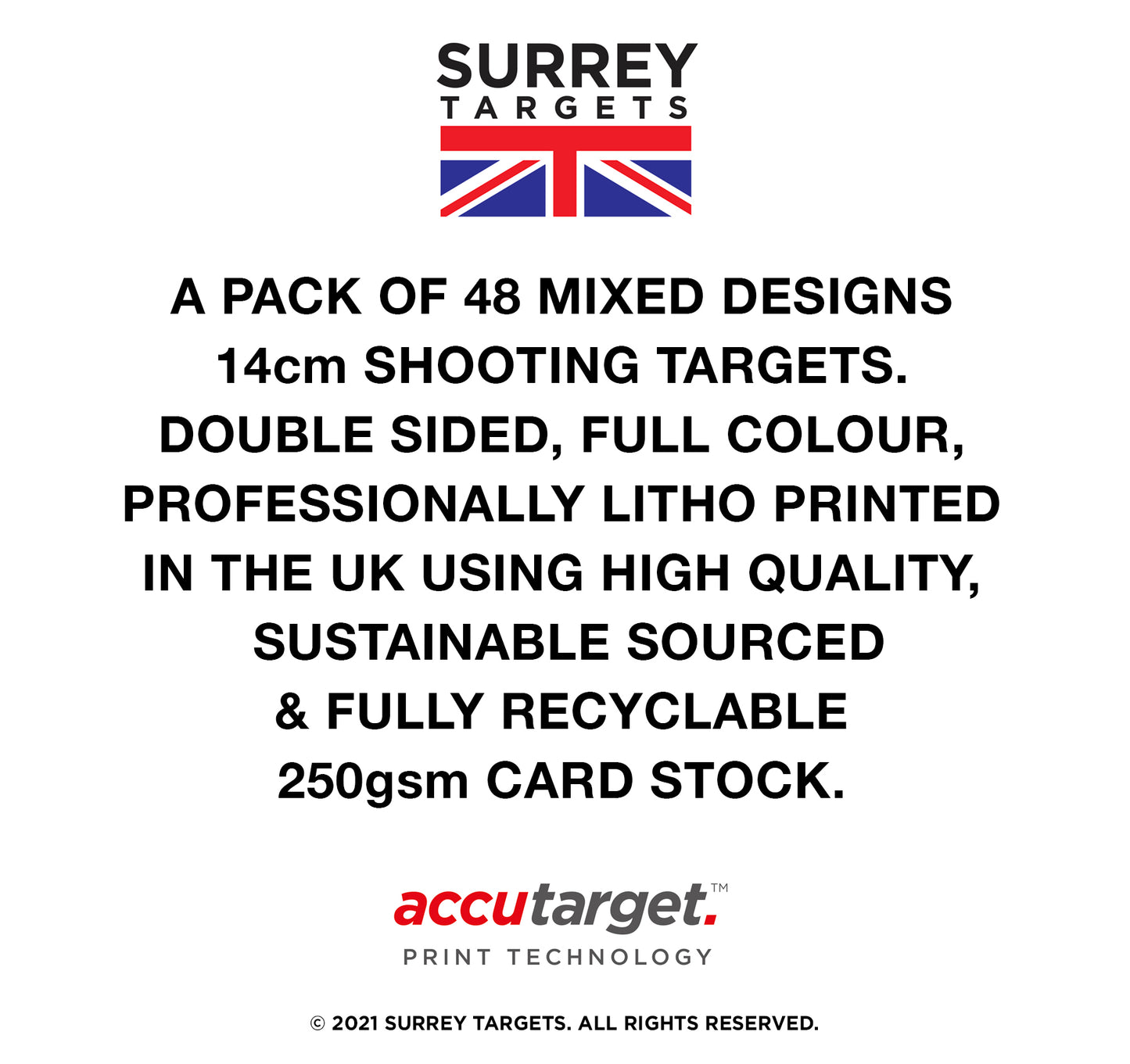 Hostile Combat Tactical Targets 14cm Mixed Design Pack of 48 Double Sided Card Targets