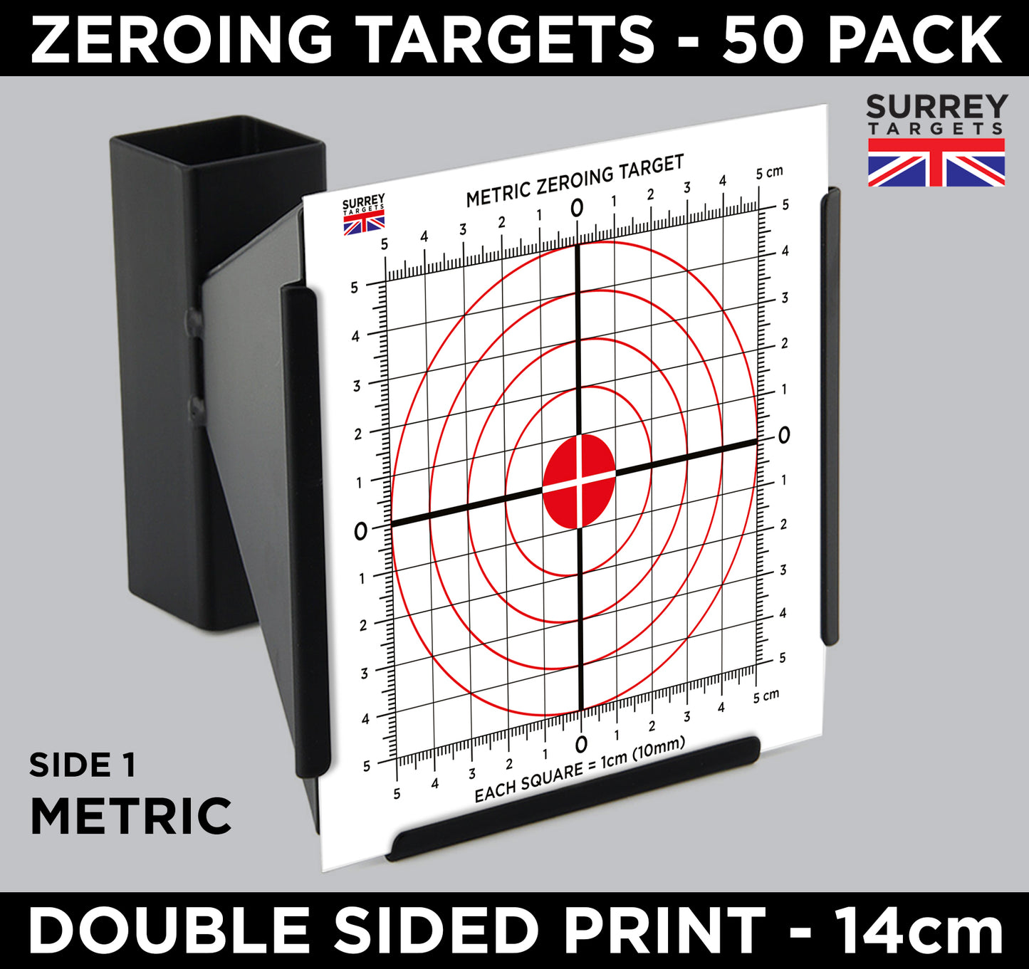 Zeroing Exacting Sighting Targets 14cm Metric & Imperial Pack of 50 Card Targets