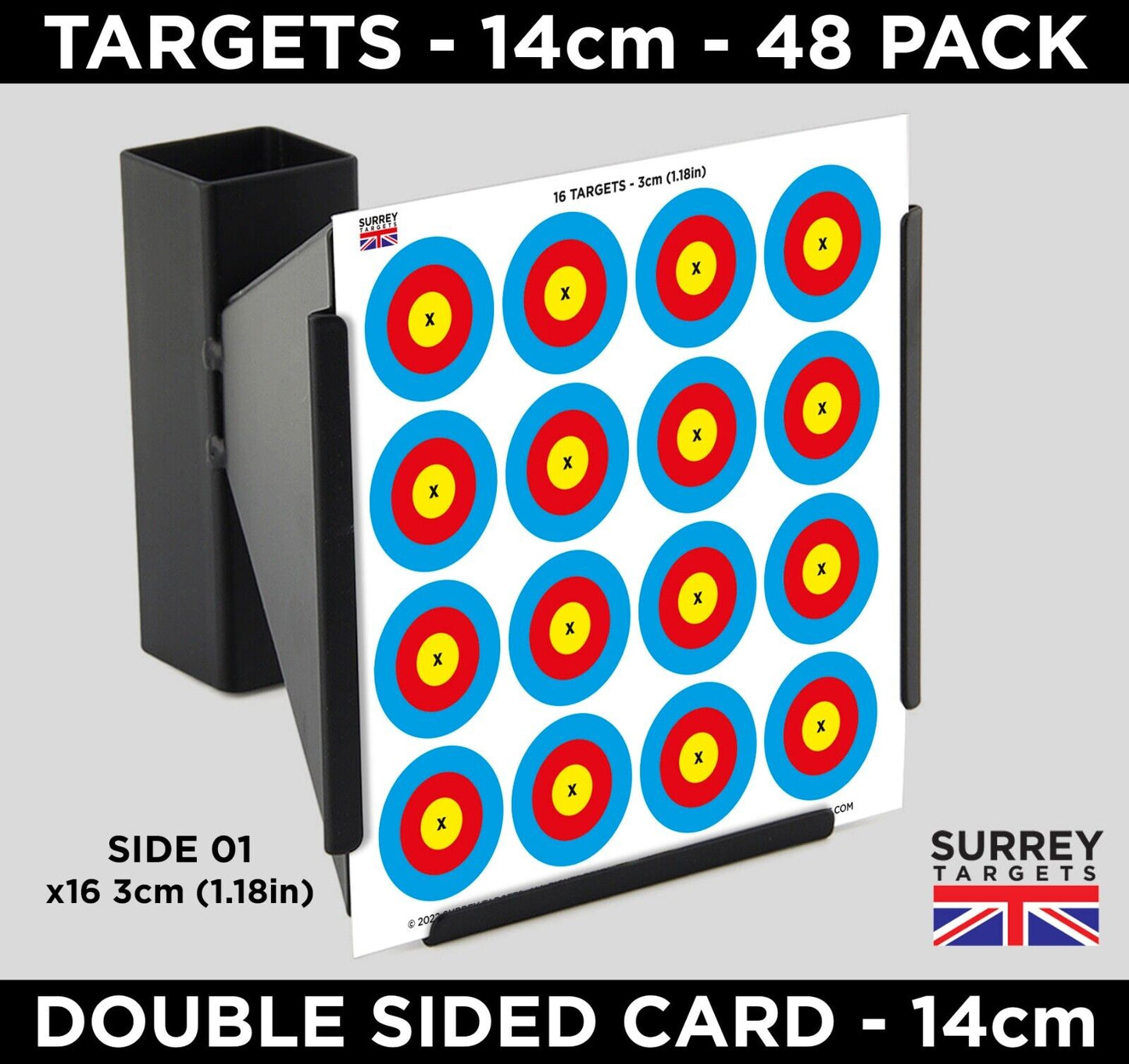 3cm and 2cm Multi Dot targets - 14cm - 48 Double Sided Double Sided Quality 250gsm Card