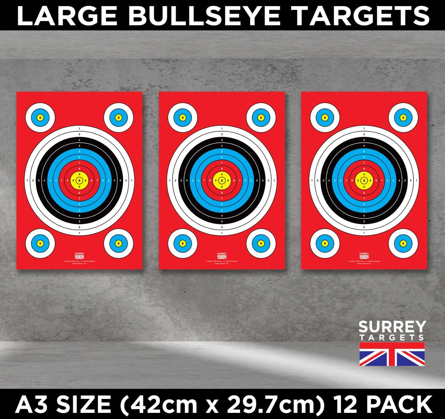 LARGE A3 BULLSEYE TARGETS Air Rifle Pistol Gun BB Airsoft Crossbow Targets 12 Pack