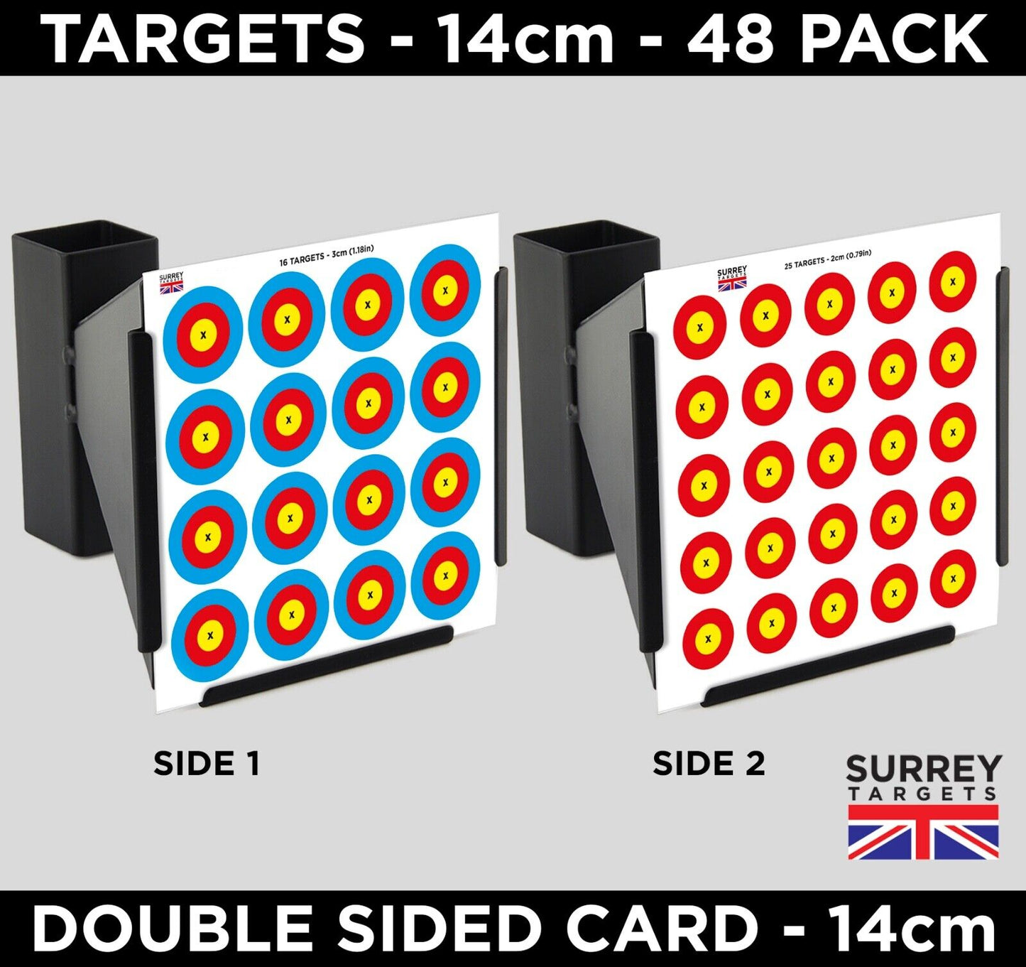 3cm and 2cm Multi Dot targets - 14cm - 48 Double Sided Double Sided Quality 250gsm Card