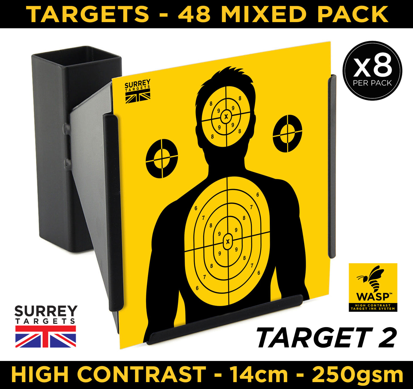 High Contrast Targets 14cm Mixed Target Design Pack of 48 Quality Card