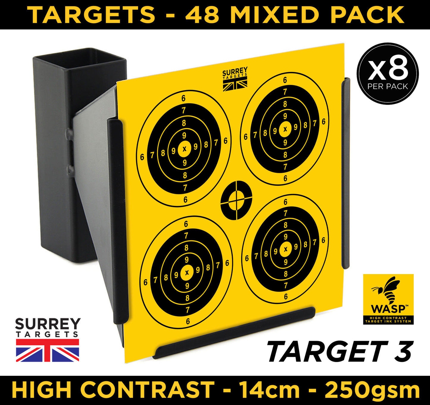 High Contrast Targets 14cm Mixed Target Design Pack of 48 Quality Card