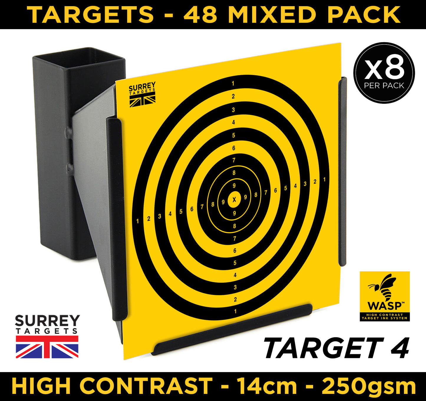 High Contrast Targets 14cm Mixed Target Design Pack of 48 Quality Card