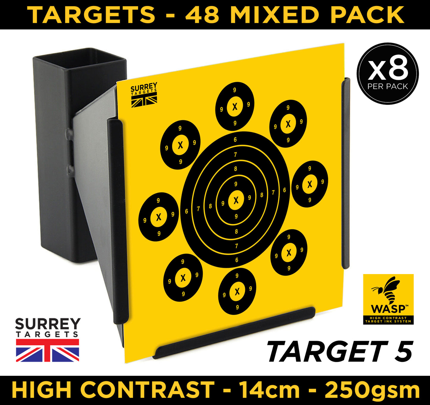 High Contrast Targets 14cm Mixed Target Design Pack of 48 Quality Card