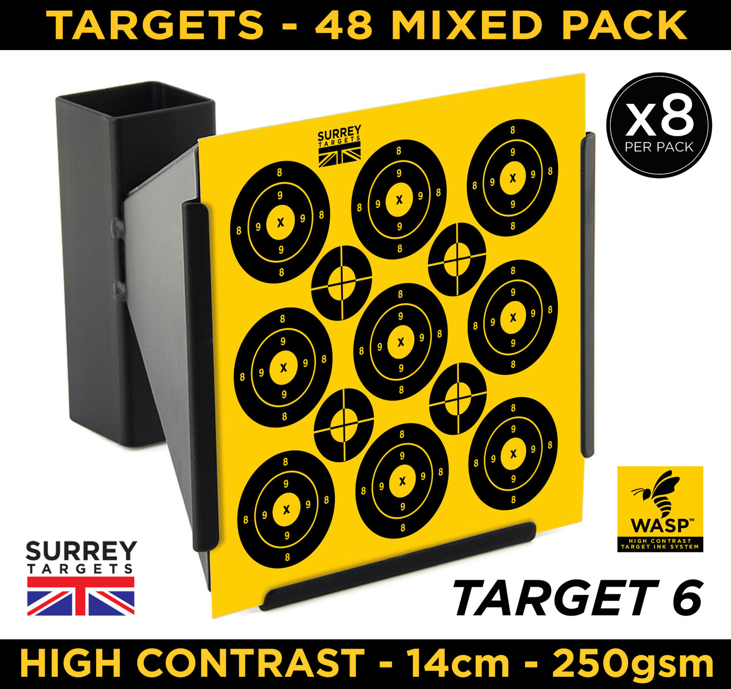 High Contrast Targets 14cm Mixed Target Design Pack of 48 Quality Card