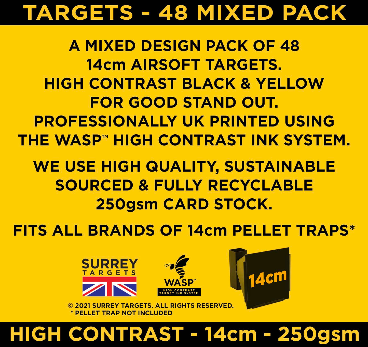 High Contrast Targets 14cm Mixed Target Design Pack of 48 Quality Card