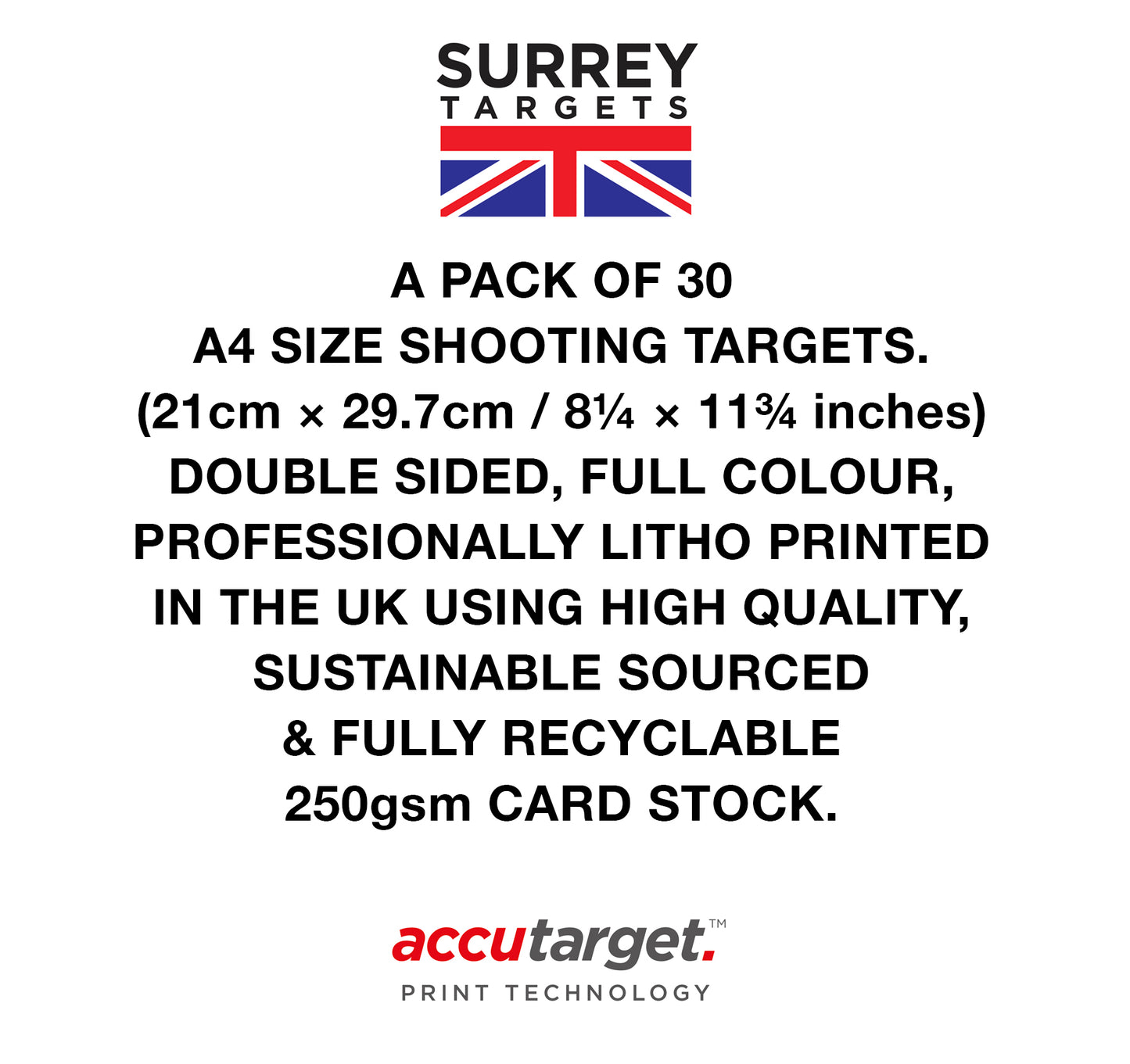 BENCHREST Shooting Targets 25mm A4 Sheets Airsoft PCP Rifle Rimfire 2 Sided 30 Pack