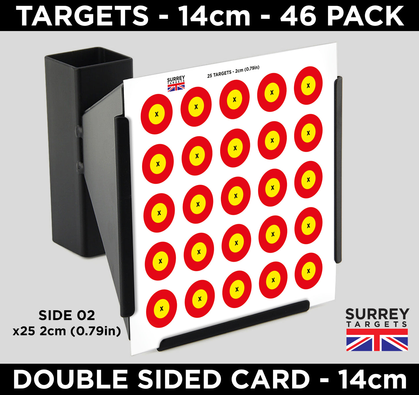 3cm and 2cm Multi Dot targets - 14cm - 46 Double Sided Double Sided Quality 250gsm Card