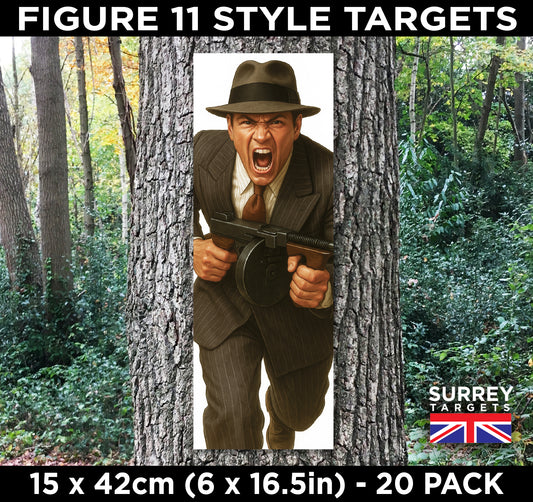 FIG 11 STYLE SHOOTING TARGETS 1930's PROHIBITION GANGSTER - 15x42cm - 20 Pack