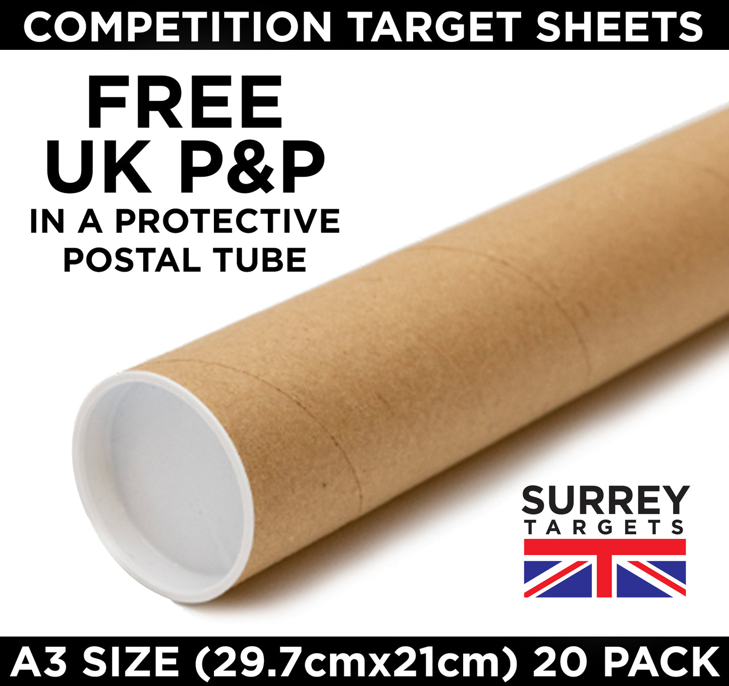 Competition Targets Sheets - Benchrest 50 Yards/Metres - A3 Size - 20 Pack