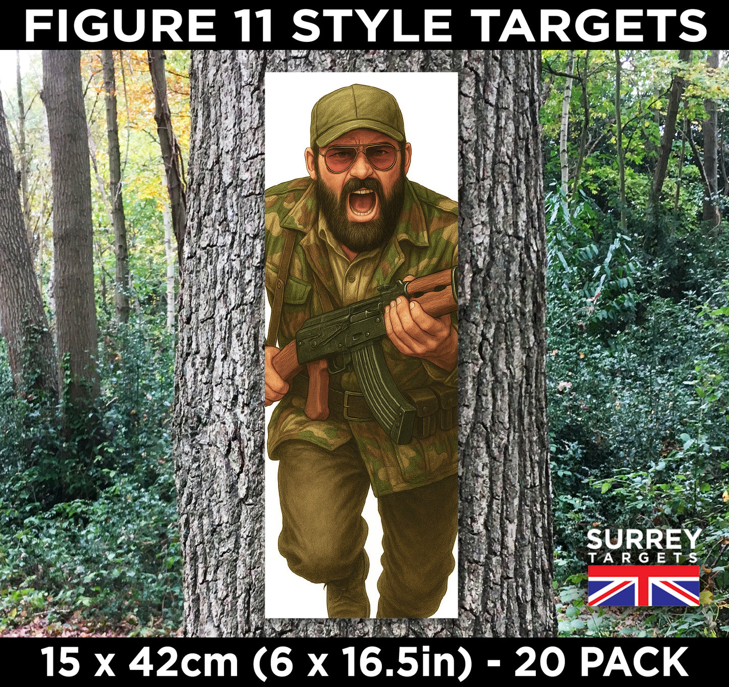 FIG 11 STYLE SHOOTING TARGETS Mercenary Soldier - 15x42cm - 20 Pack