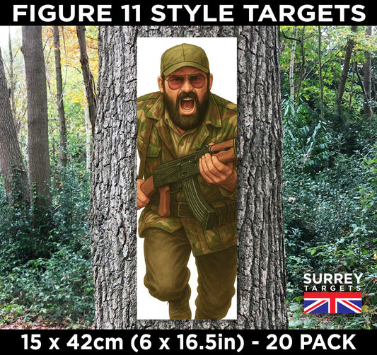 FIG 11 STYLE SHOOTING TARGETS Mercenary Soldier - 15x42cm - 20 Pack