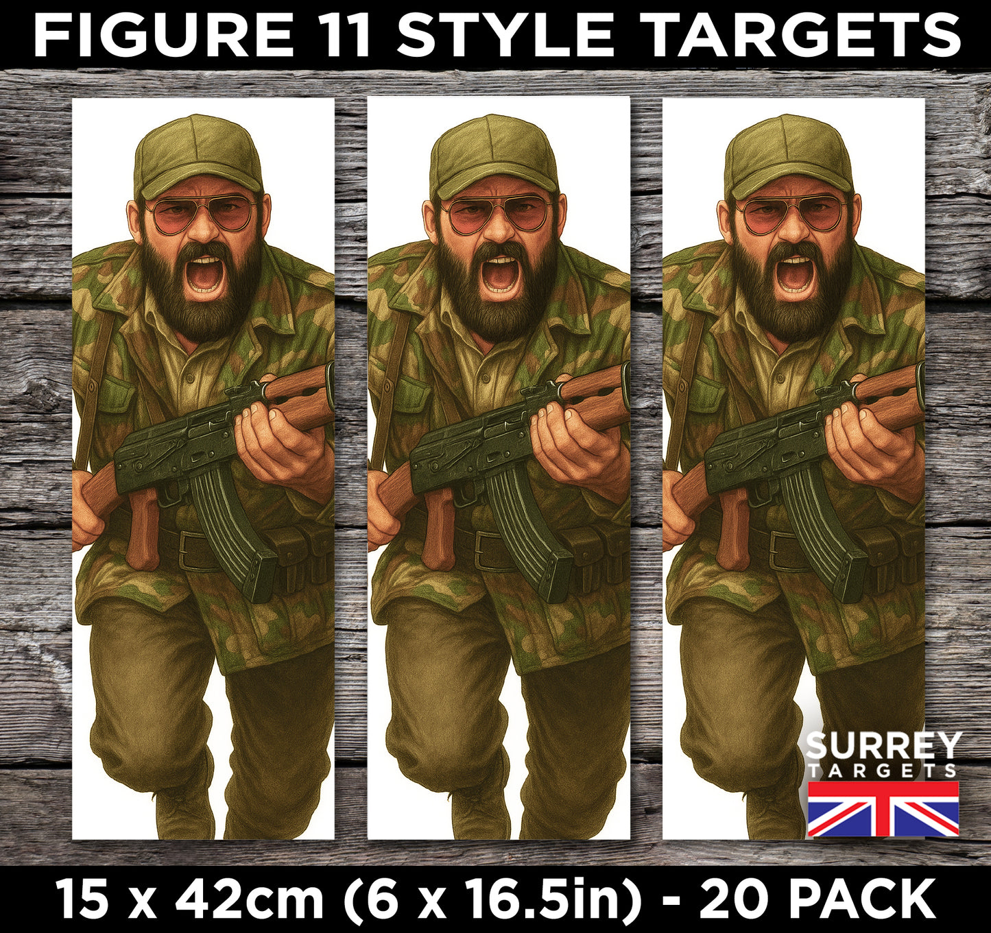 FIG 11 STYLE SHOOTING TARGETS Mercenary Soldier - 15x42cm - 20 Pack