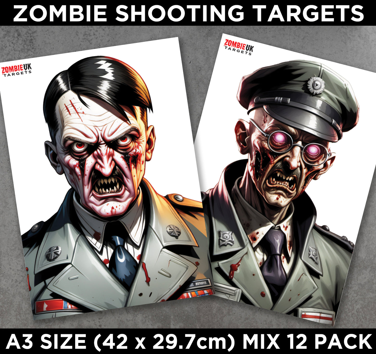 A3 ZOMBIE SHOOTING TARGETS Tactical Air Rifle Pistol Gun Airsoft BB MIXED 12 Pack