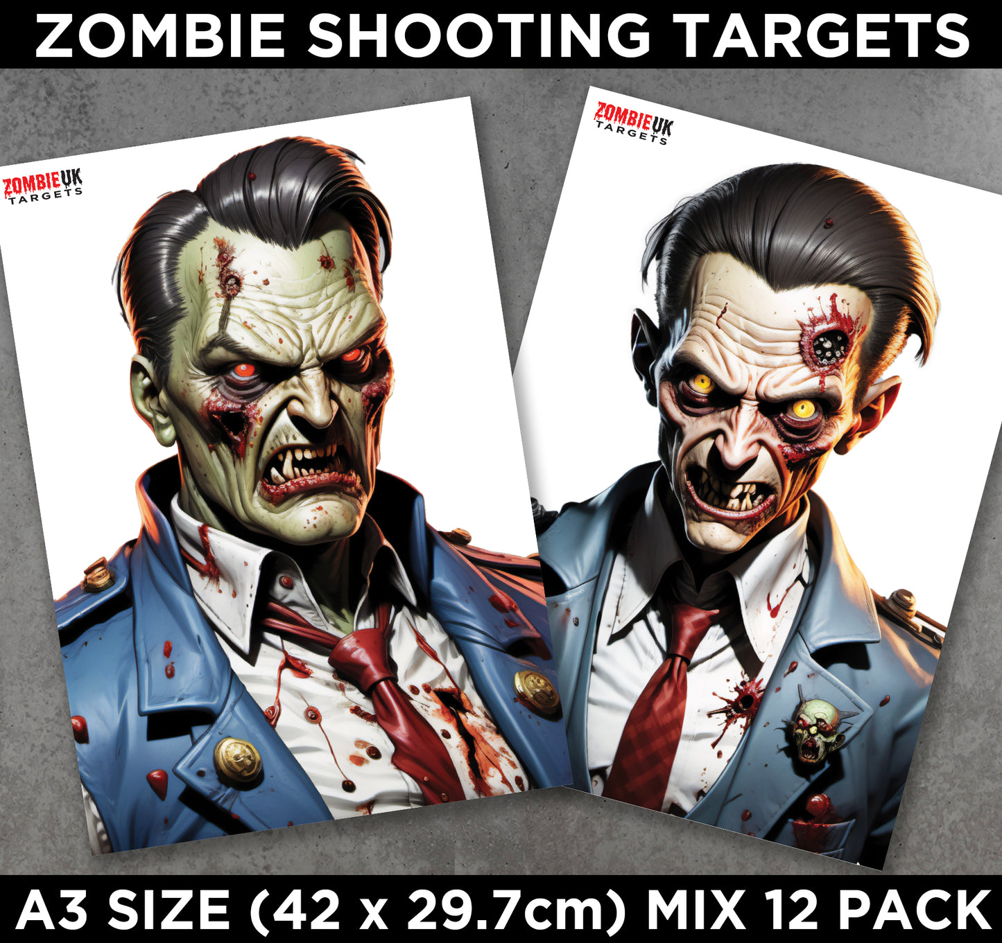 A3 ZOMBIE SHOOTING TARGETS Tactical Air Rifle Pistol Gun Airsoft BB MIXED 12 Pack