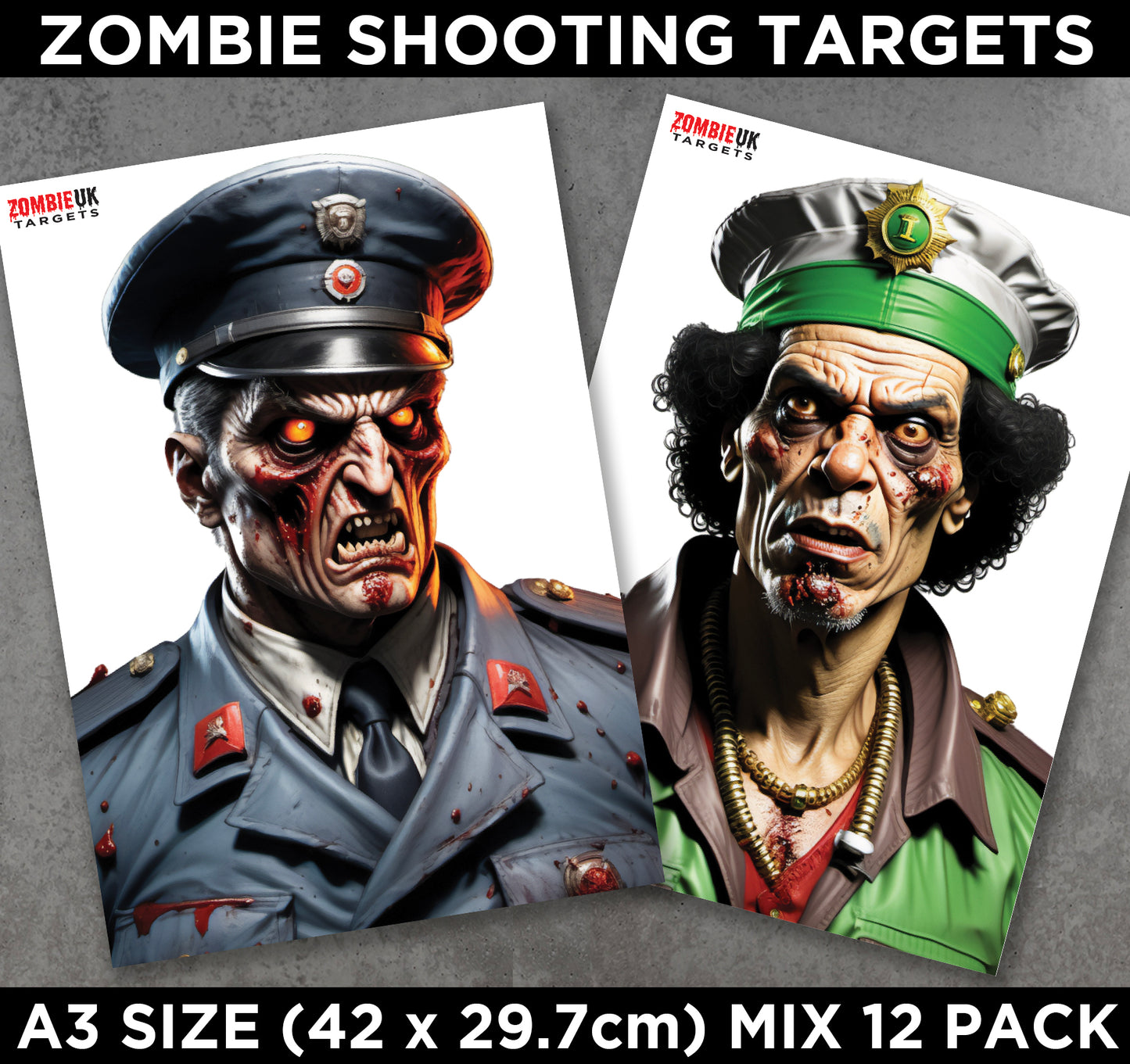 A3 ZOMBIE SHOOTING TARGETS Tactical Air Rifle Pistol Gun Airsoft BB MIXED 12 Pack