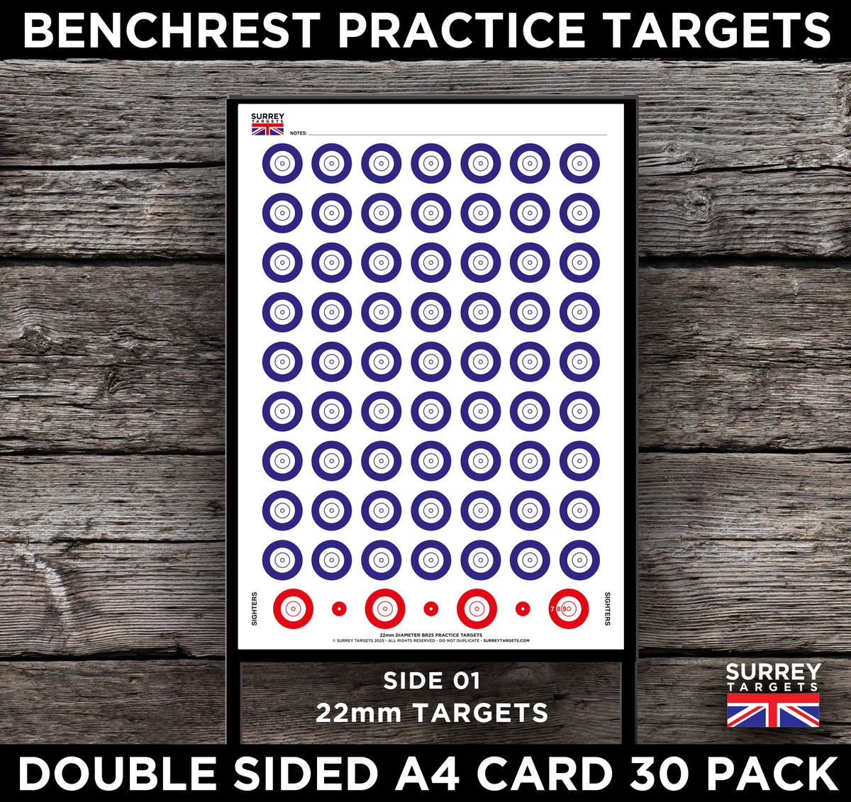 A2 Target Practice Benchrest Training & Practice Targets - 25yd/m - Double Sided A4 Size ...