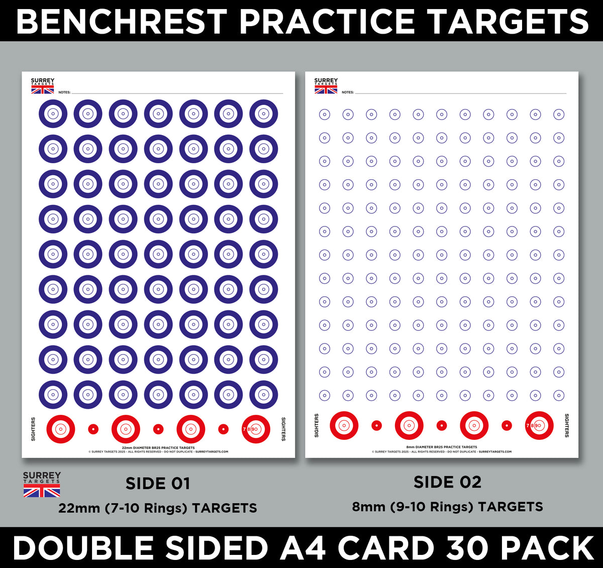 Target Practice Shape Benchrest Training & Practice Targets - 25yd/m - Double Sided A4 Size ...