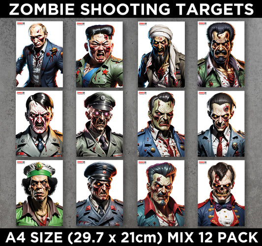 A4 ZOMBIE SHOOTING TARGETS Tactical Air Rifle Pistol Gun Airsoft BB MIXED 12 Pack