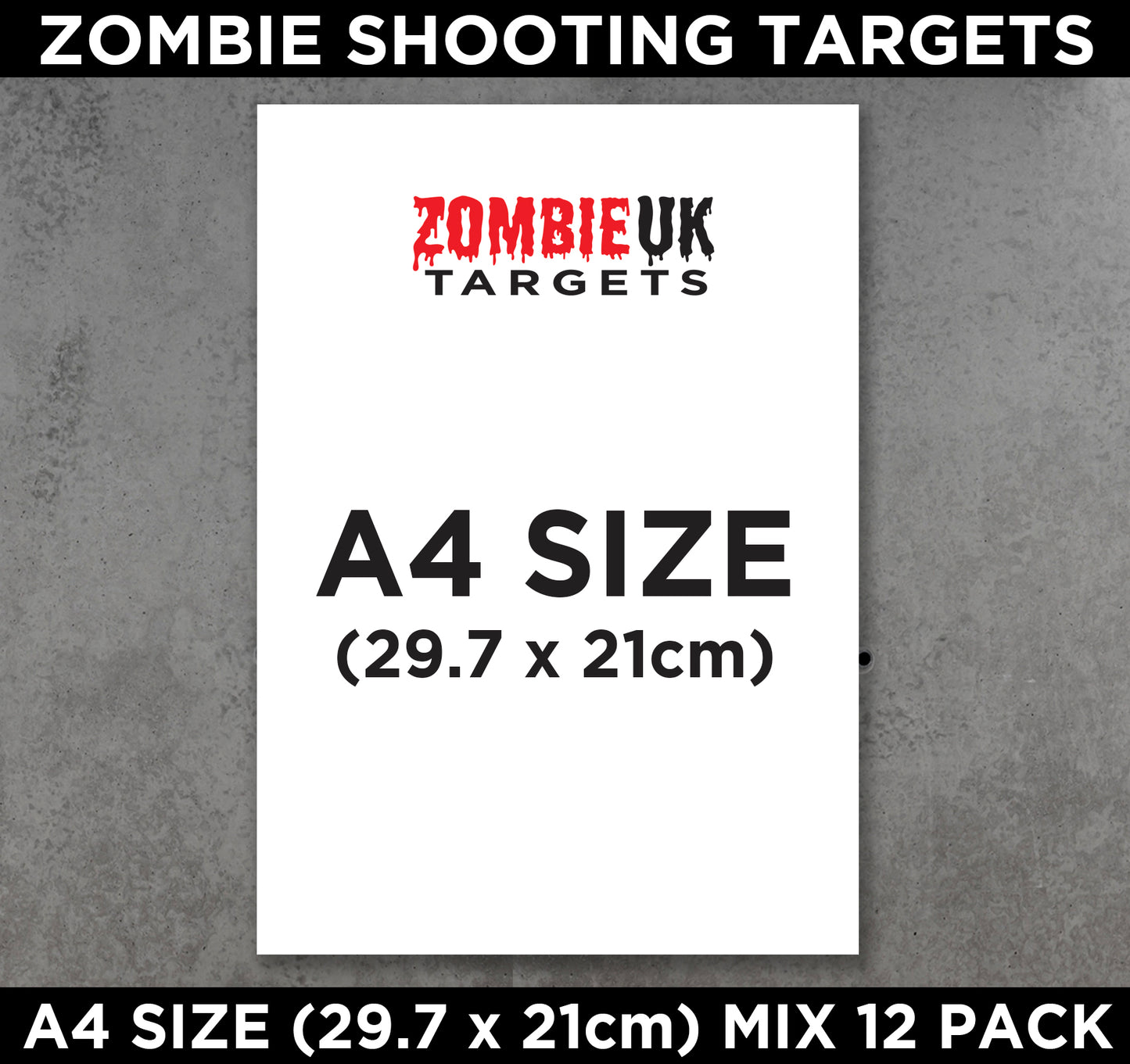 A4 ZOMBIE SHOOTING TARGETS Tactical Air Rifle Pistol Gun Airsoft BB MIXED 12 Pack