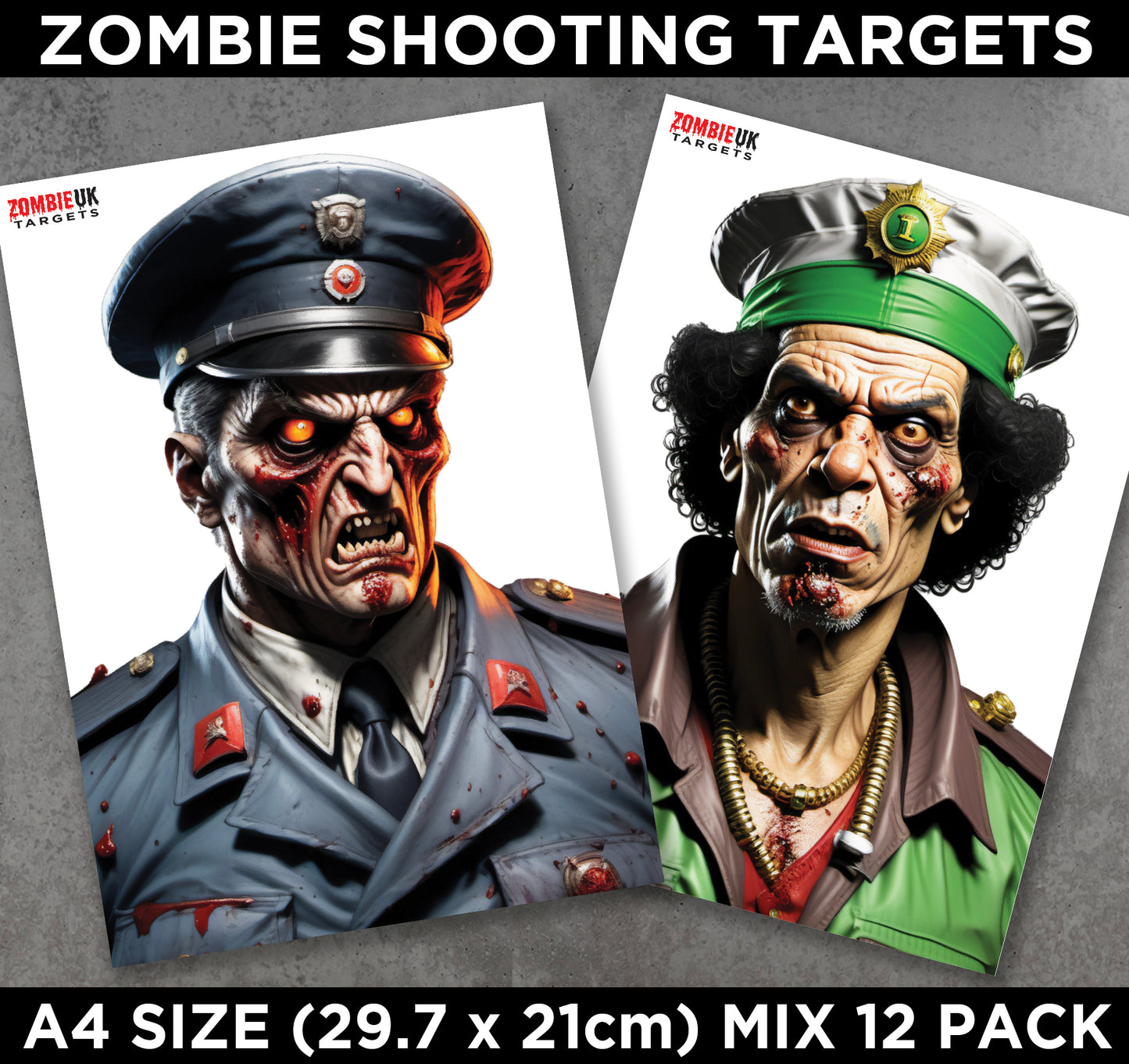 A4 ZOMBIE SHOOTING TARGETS Tactical Air Rifle Pistol Gun Airsoft BB MIXED 12 Pack