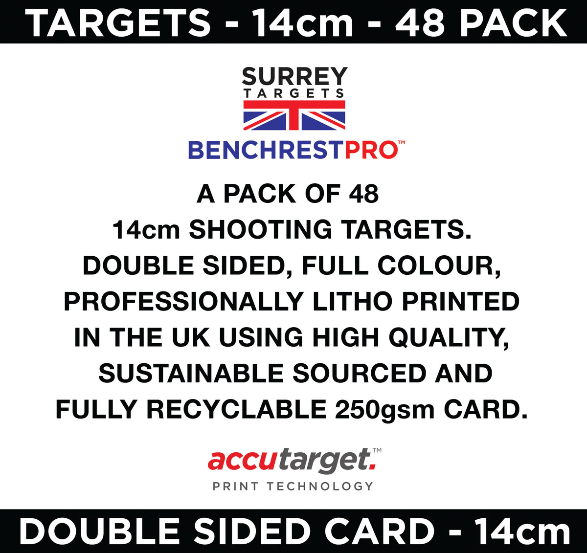 14cm BENCHREST 25 METRE COMPETITION Card Air Rifle TRAINING PRACTICE 48 Pack