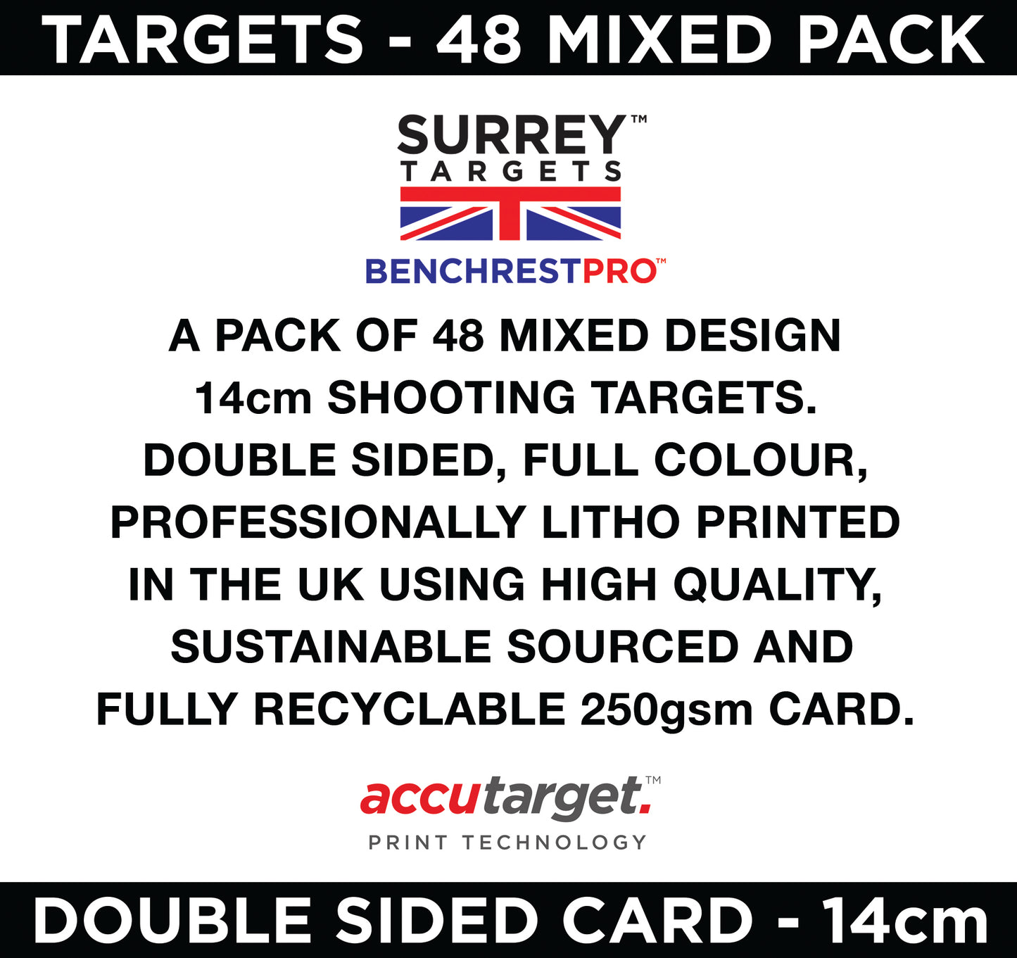 BENCHREST TRAINING & PRACTICE Shooting Targets 14cm Card Air Rifle PCP 48 Mix Pack