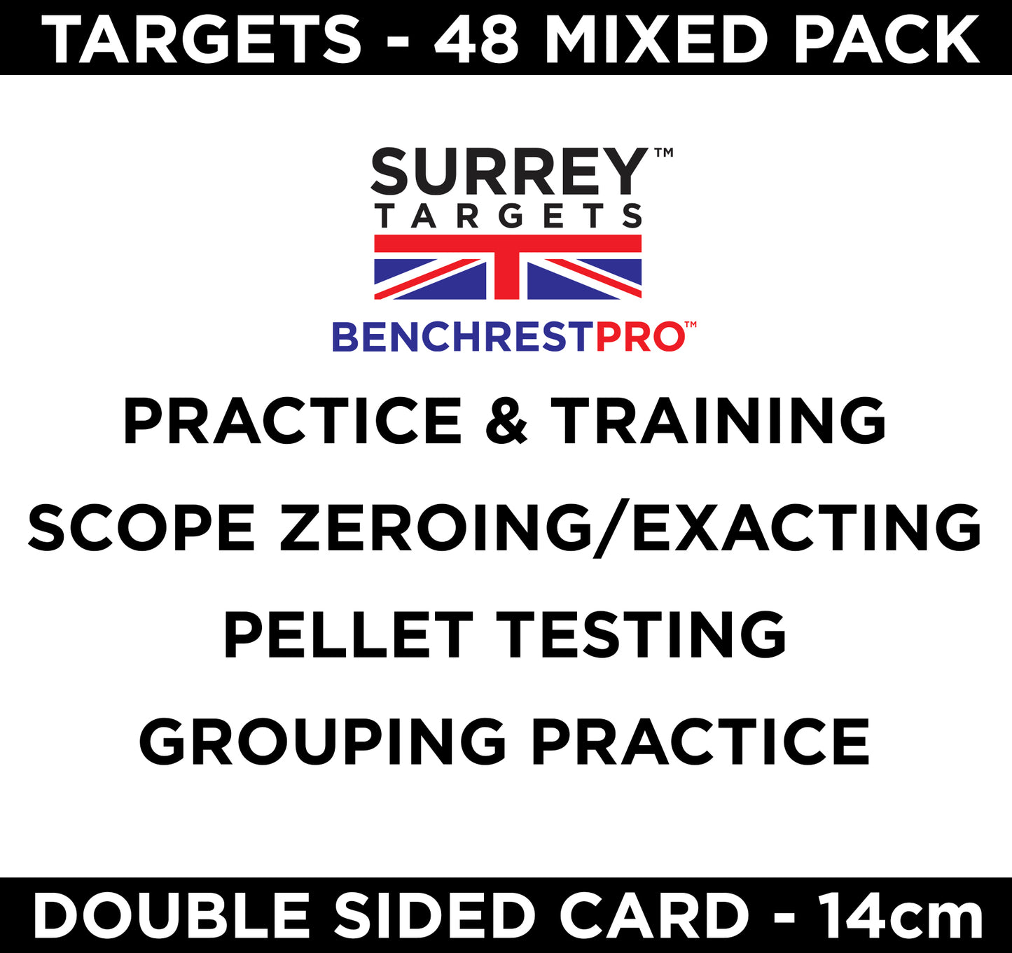 BENCHREST TRAINING & PRACTICE Shooting Targets 14cm Card Air Rifle PCP 48 Mix Pack