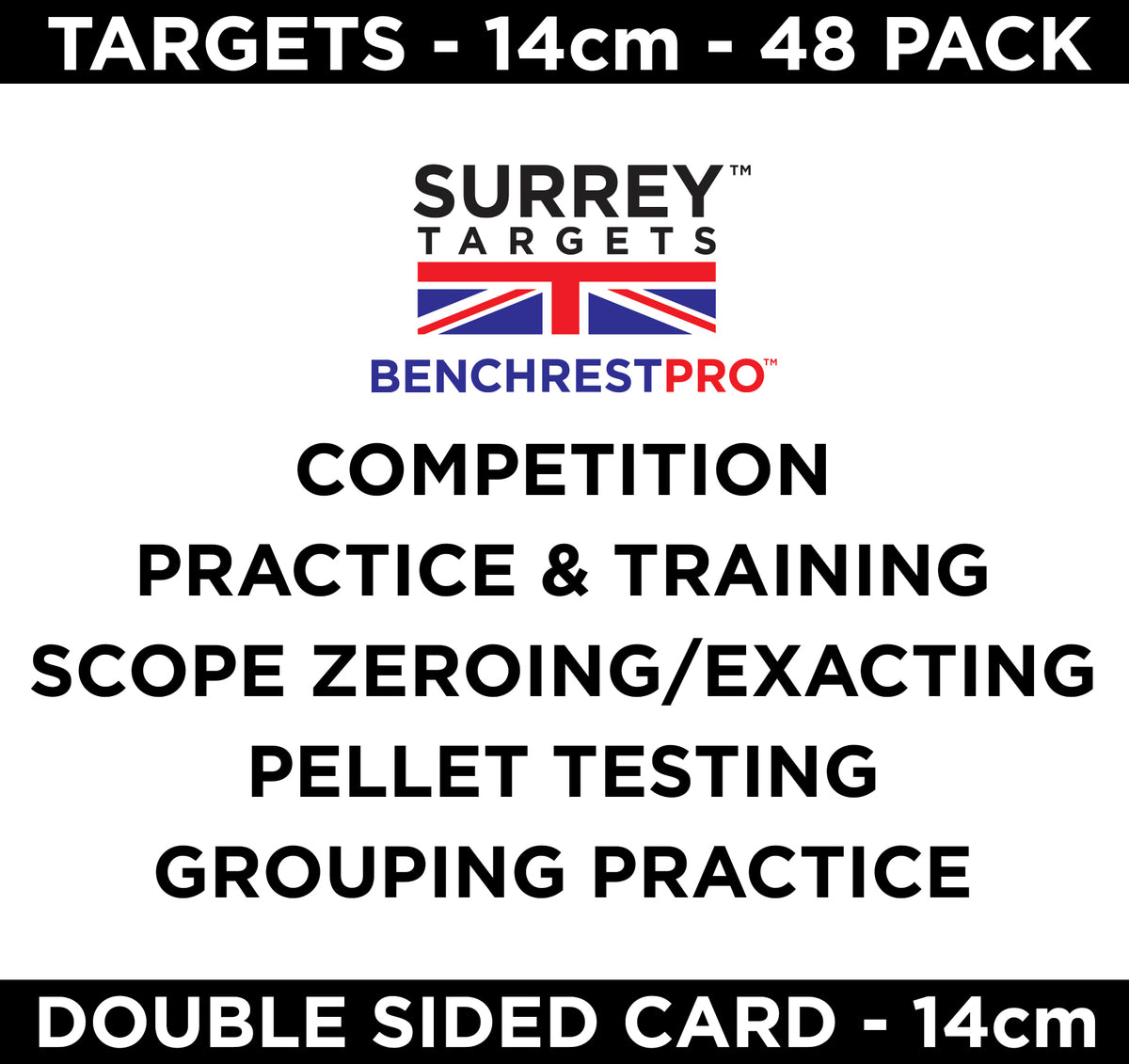 14cm BENCHREST 25 METRE COMPETITION Card Air Rifle TRAINING PRACTICE 48 Pack