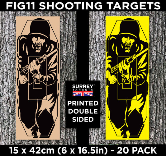 FIG 11 SHOOTING TARGETS 15 x 42cm Double Sided Buff & Yellow - 20 Pack