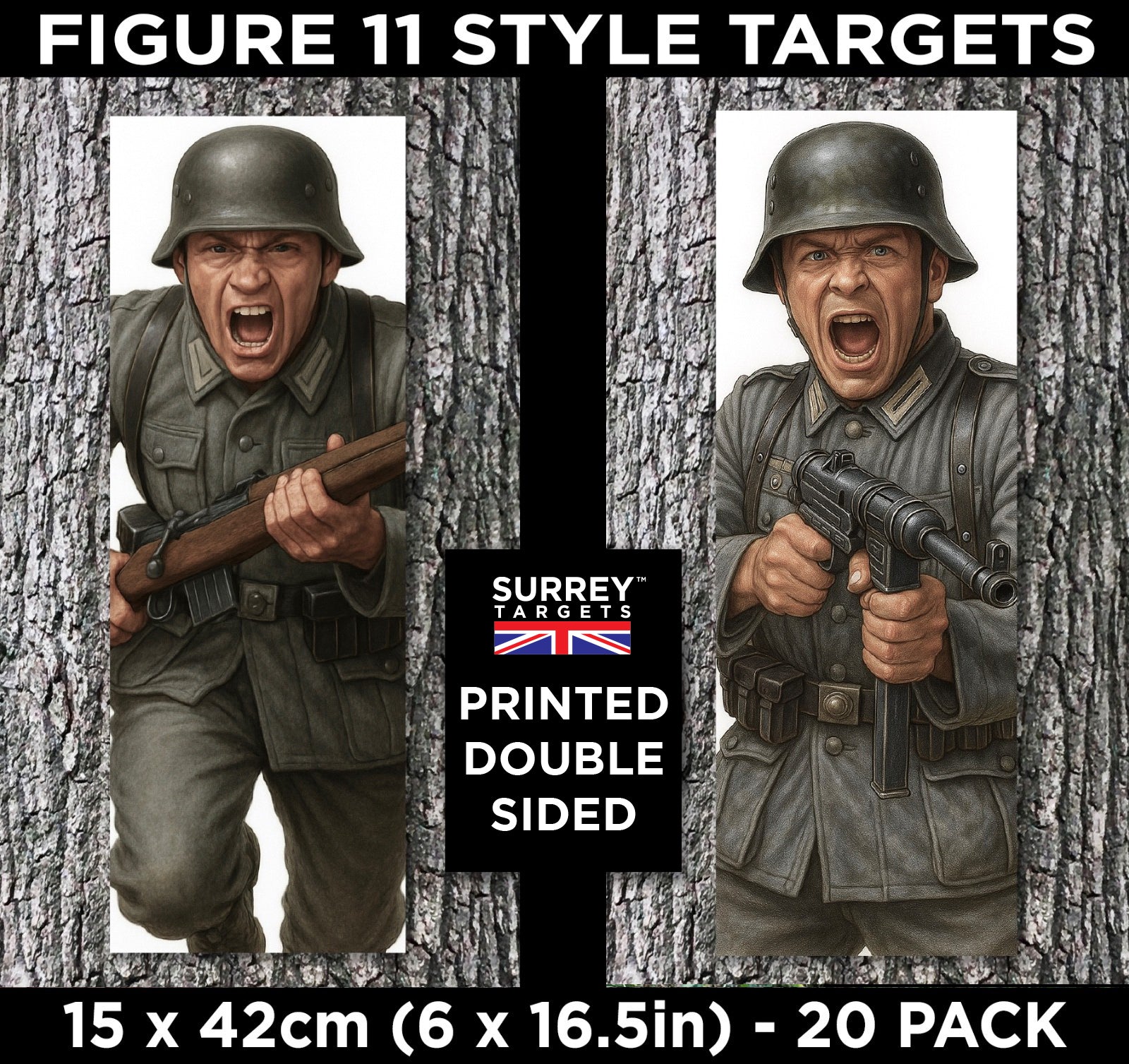 FIG 11 STYLE SHOOTING TARGETS WWII Wehrmacht Infantry Soldiers - 15x42 ...