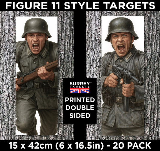 FIG 11 STYLE SHOOTING TARGETS WWII Wehrmacht Infantry Soldiers - 15x42cm - 20 Pack