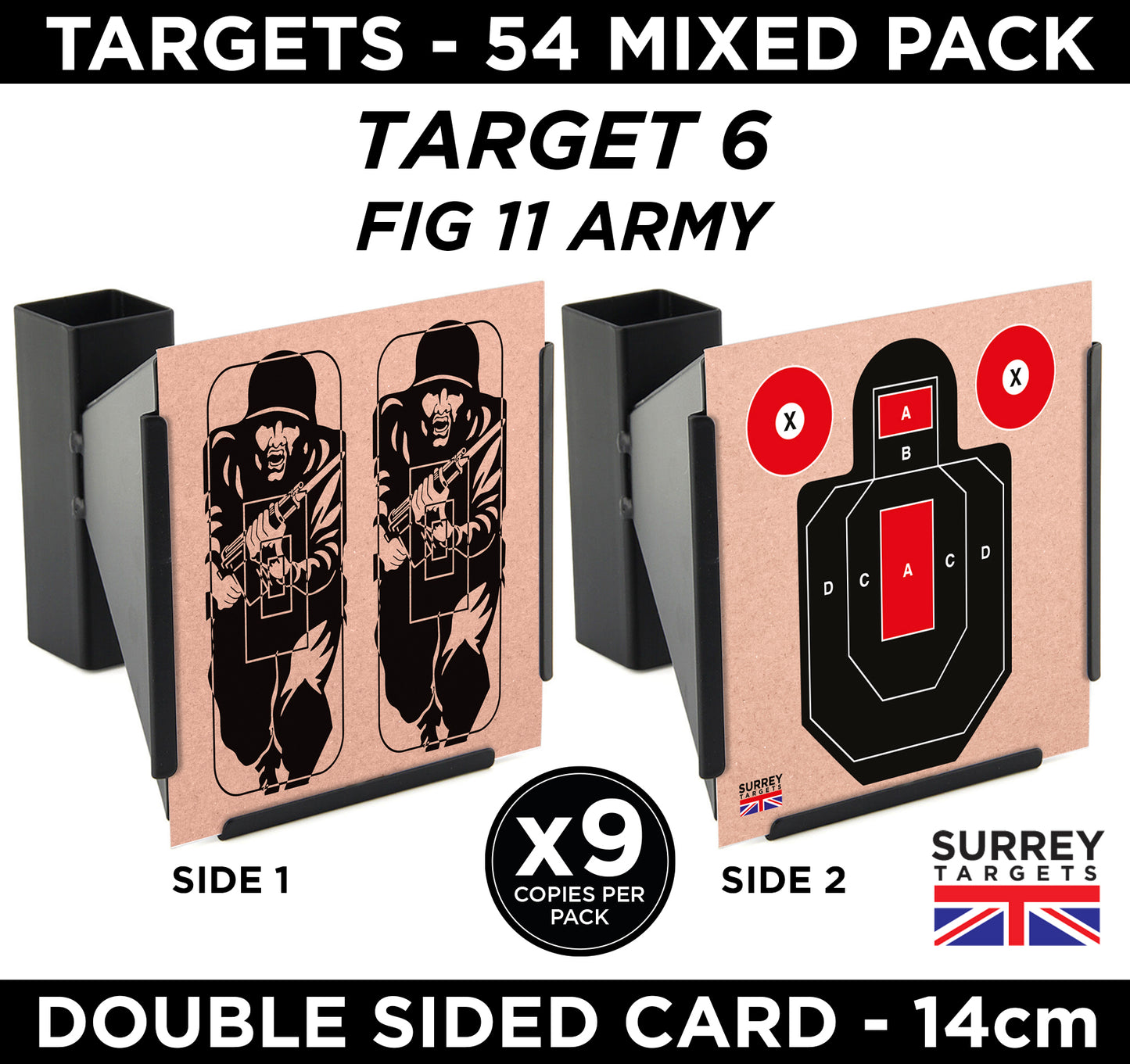 Hostile Combat Tactical Targets 14cm Mixed Design Pack of 54