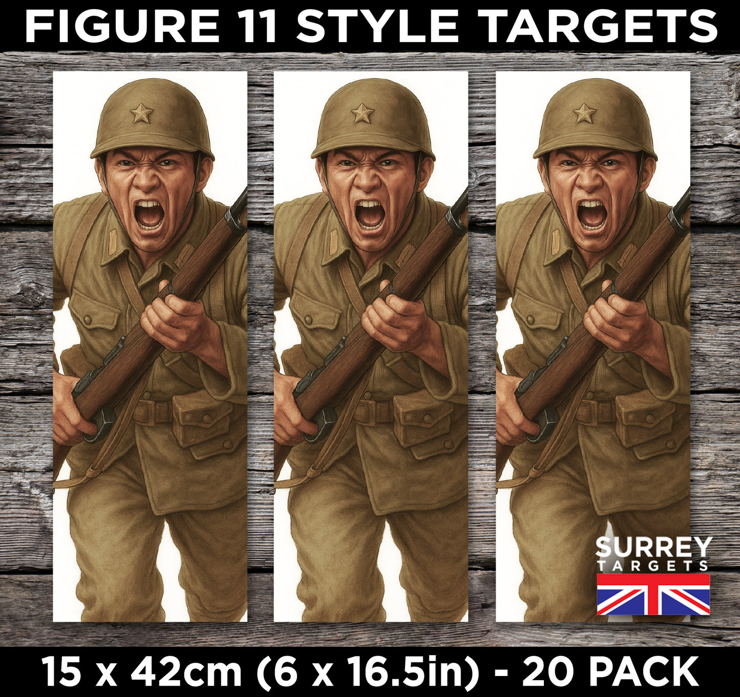 FIG 11 STYLE SHOOTING TARGETS WWII Japanese Infantry Soldiers - 15x42cm - 20 Pack