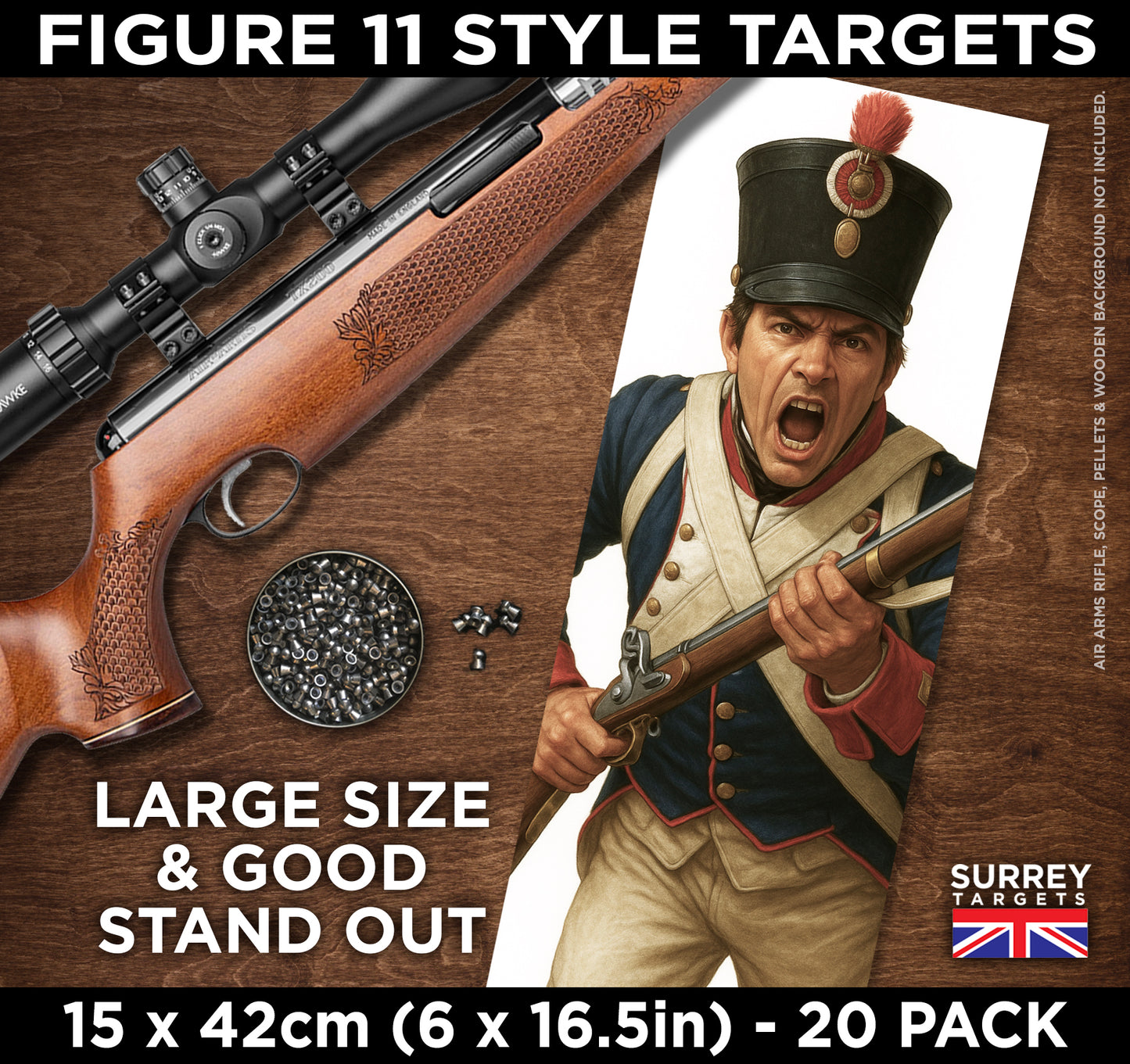 FIG 11 STYLE SHOOTING TARGETS Napoleonic Soldier - 15x42cm - 20 Pack