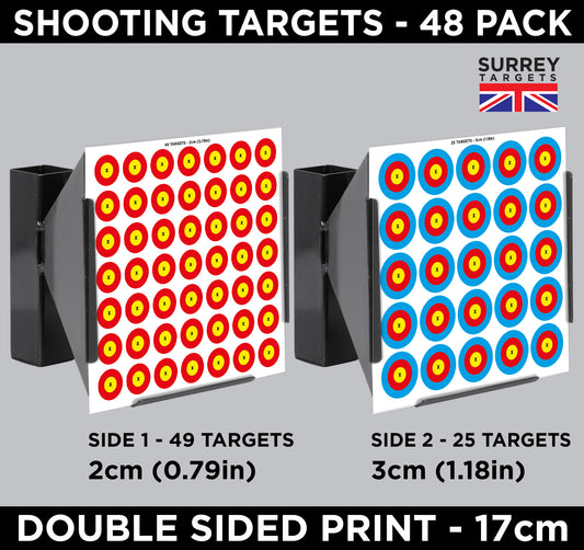 Small Muti-Dot Targets 2cm & 3cm. To fit 17cm Target Holders. Pack of 48